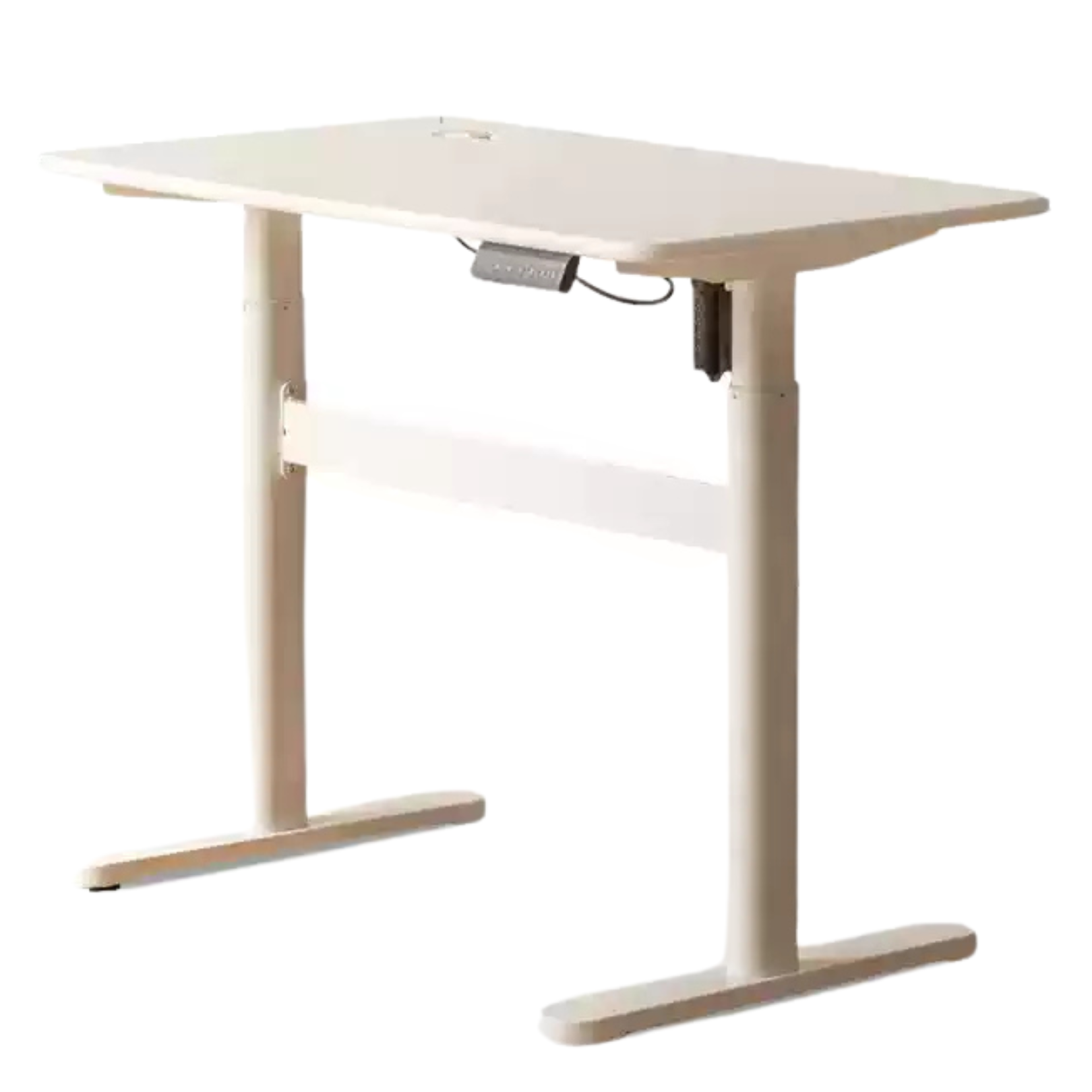 Poplar Solid Wood White Cream Style Electric Lift Desk