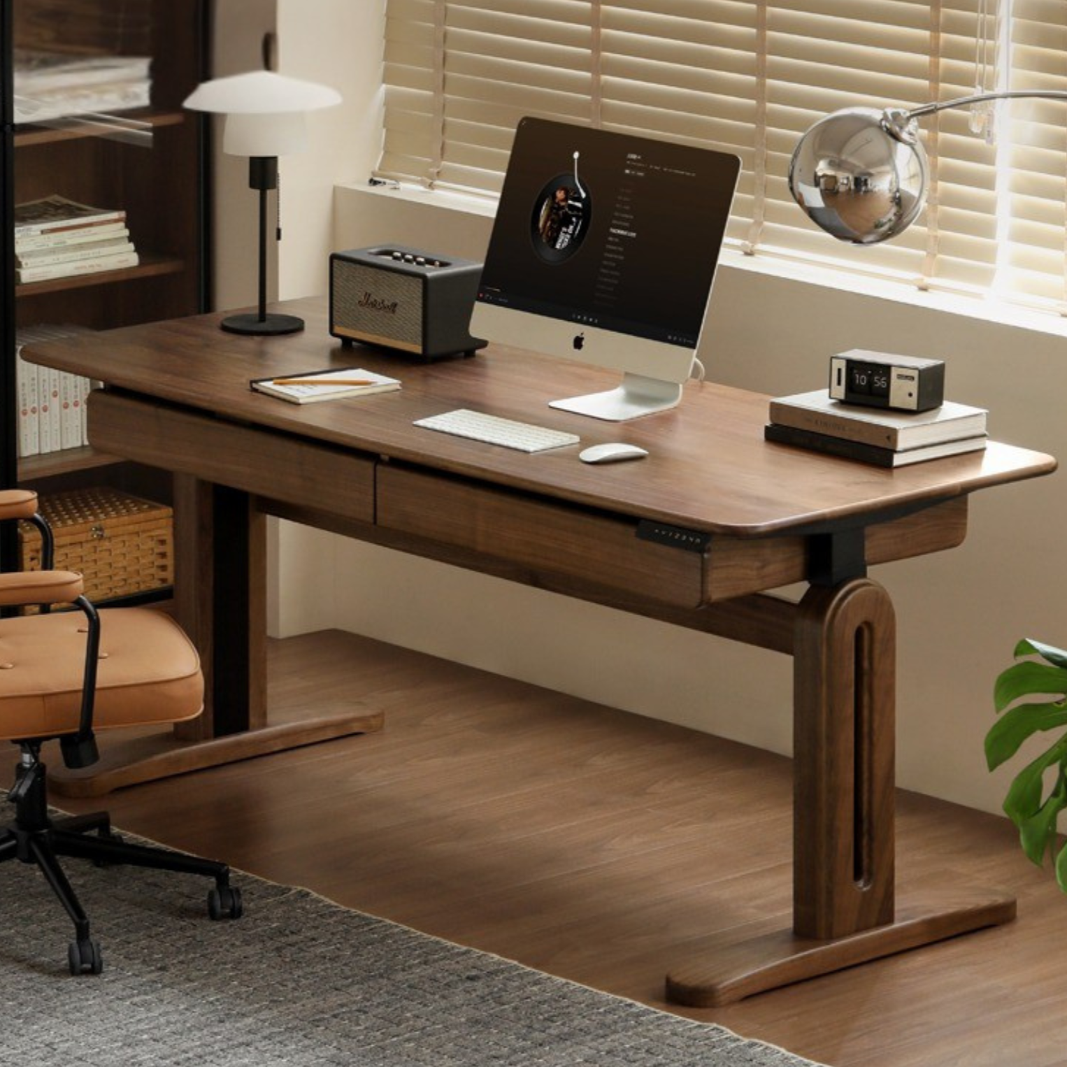 Black Walnut Solid Wood Electric Lift Desk