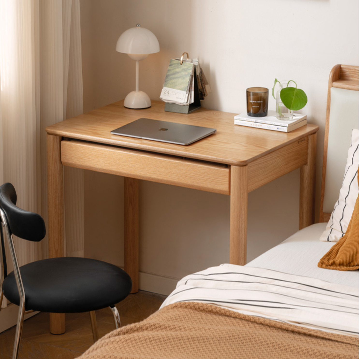 solid wood desk modern simple study desk small apartment oak computer ...