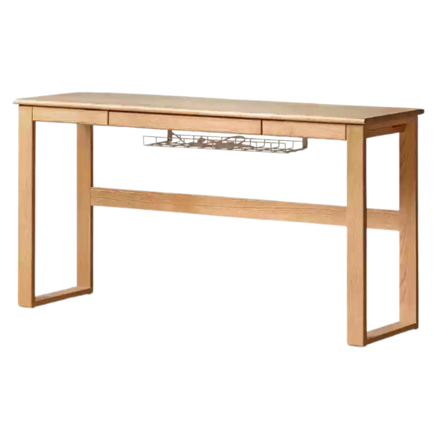 Oak Solid Wood Retractable Writing Narrow Desk