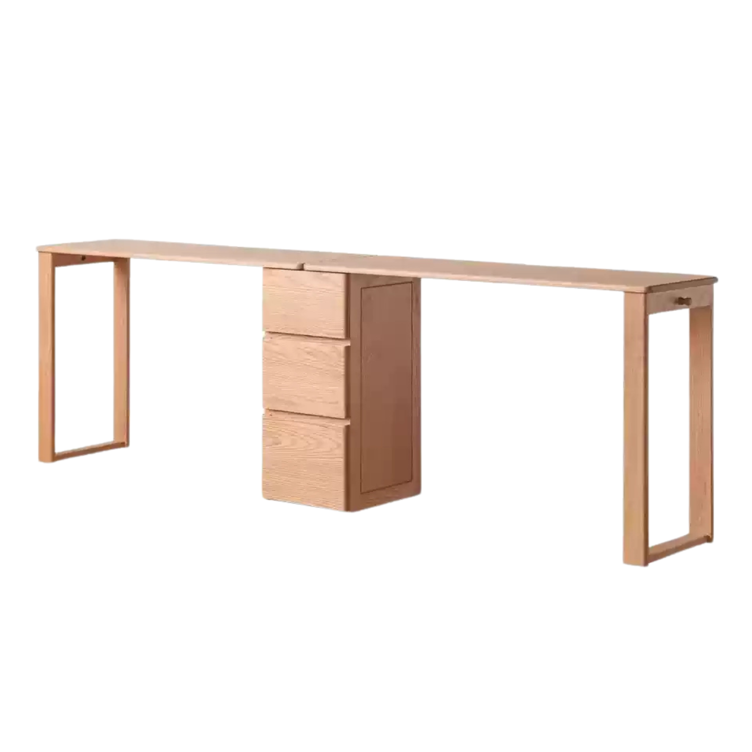 Oak solid wood double computer table with drawer