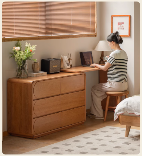 Cherry Solid Wood Retro Dressing Table