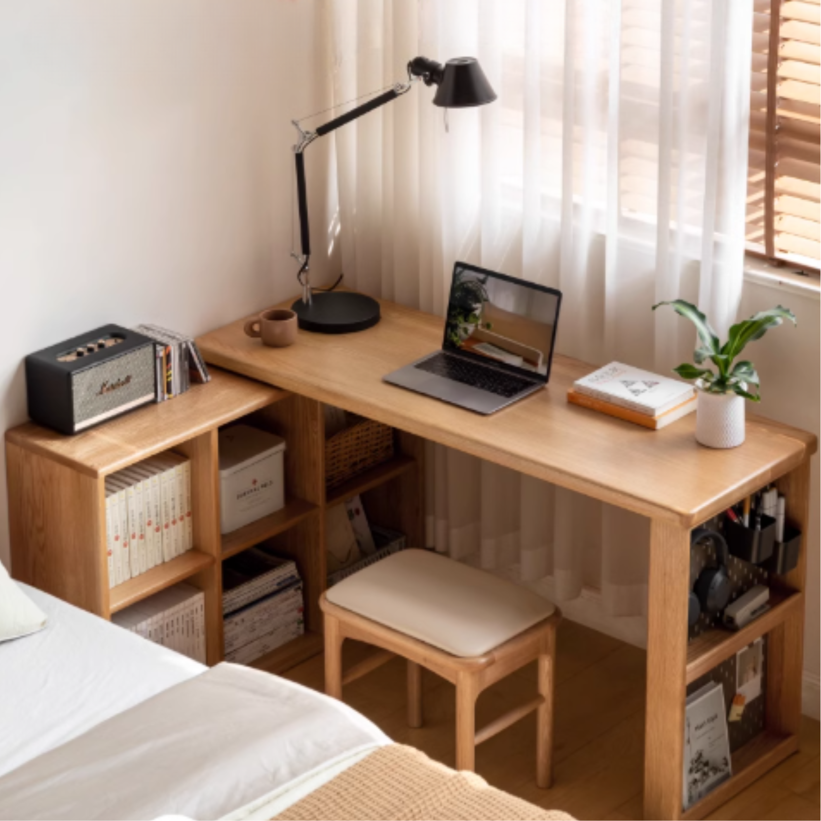 Oak Solid Wood Simple Corner Desk