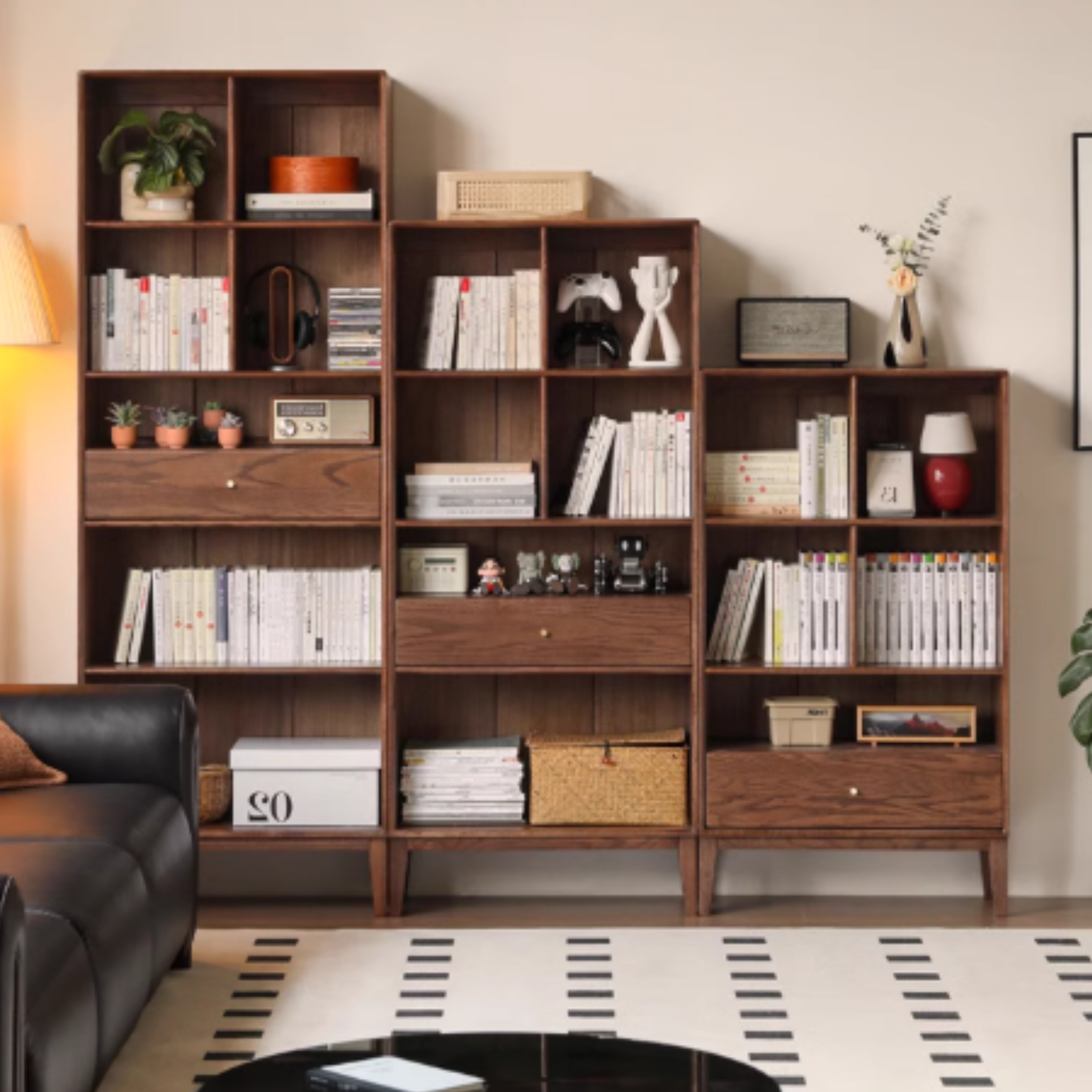 Oak Solid Wood Bookcase Open Storage Cabinet