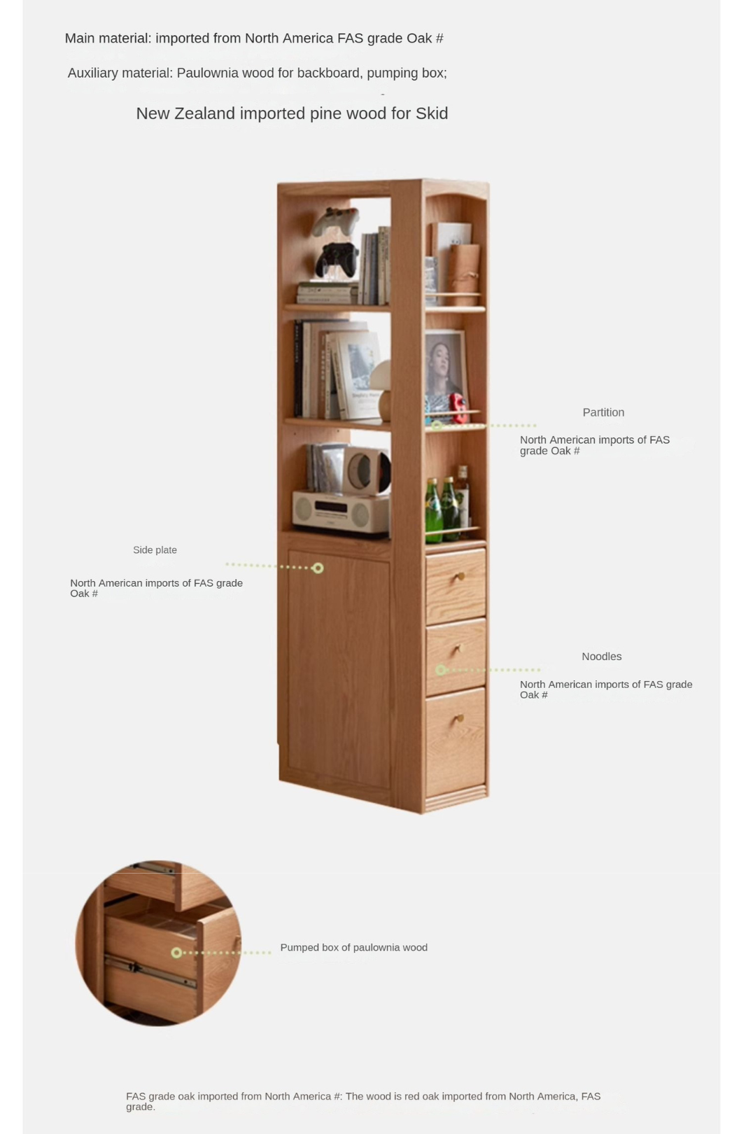 Oak Solid Wood Study Modern Bookcase