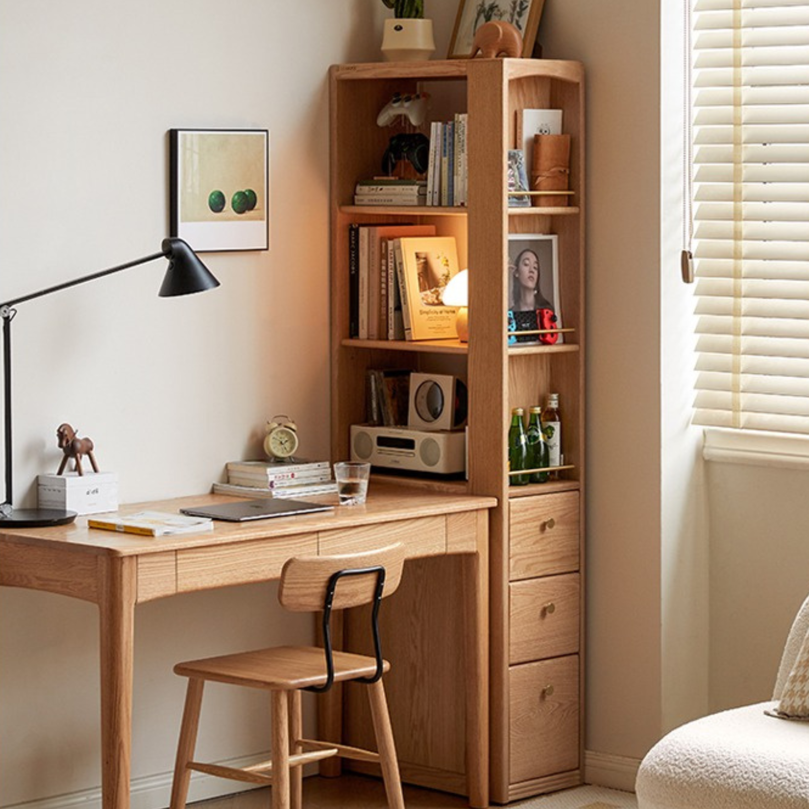 Oak Solid Wood Study Modern Bookcase