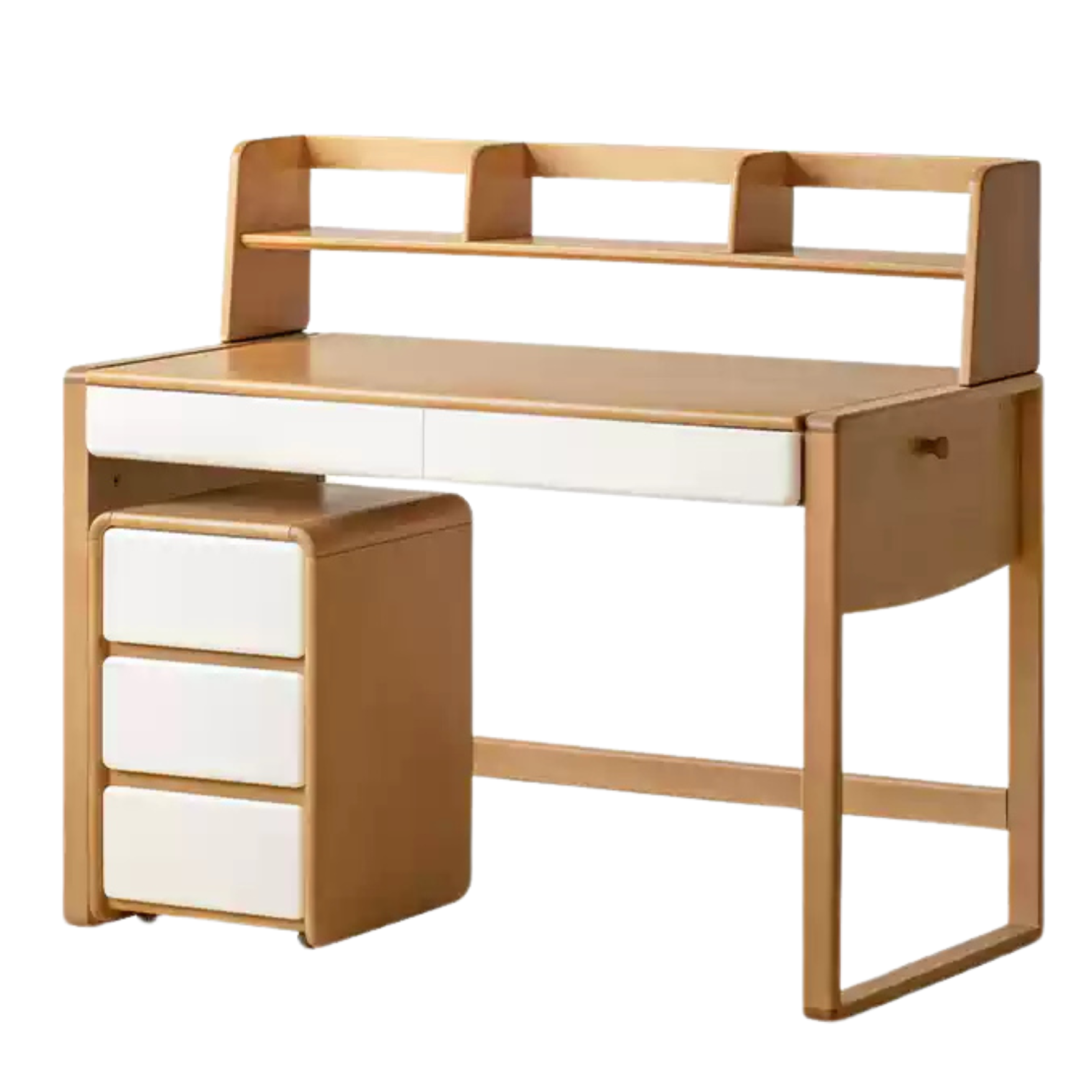 Beech solid wood bookshelf integrated children's desk