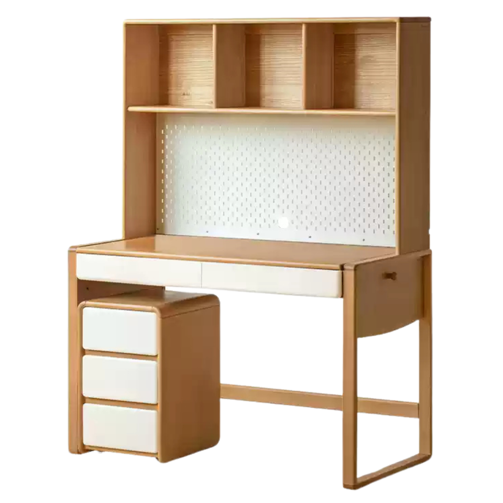 Beech solid wood bookshelf integrated children's desk