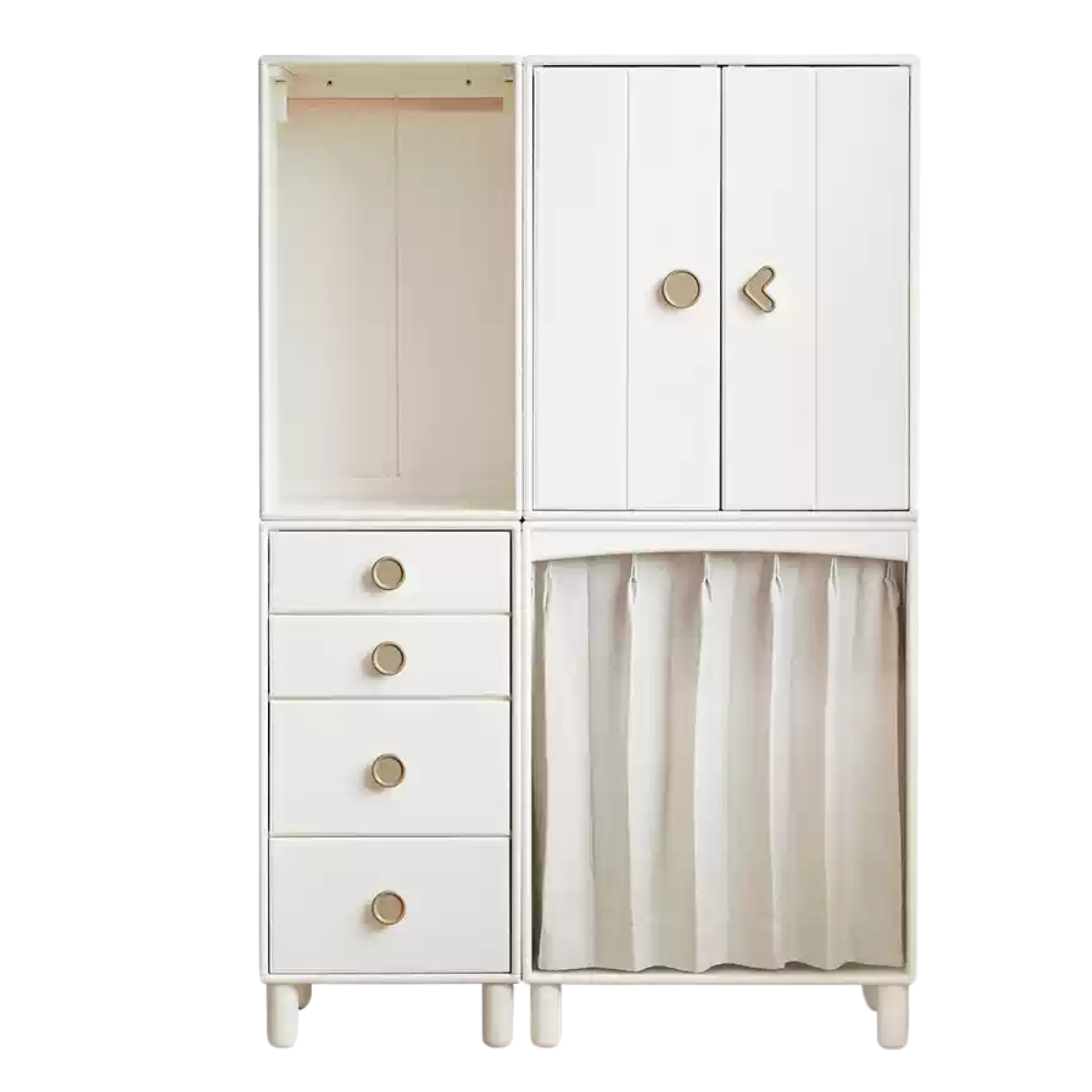 Rubber Solid Wood Children's Wardrobe Combination Storage Cabinet