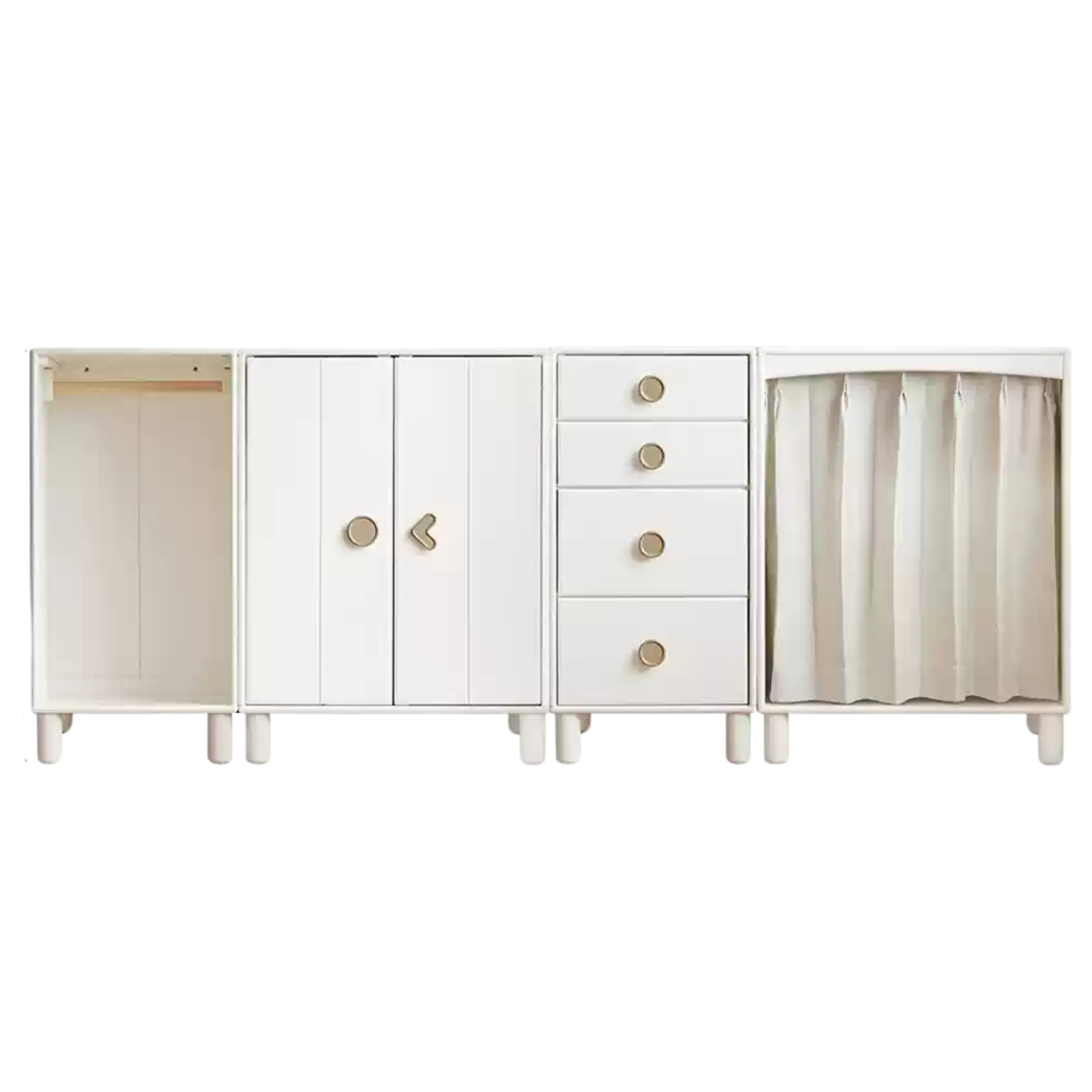 Rubber Solid Wood Children's Wardrobe Combination Storage Cabinet