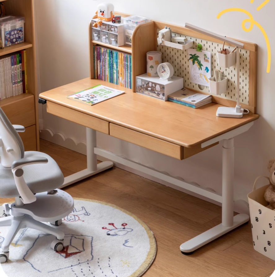 Beech solid wood children's electric lifting study table