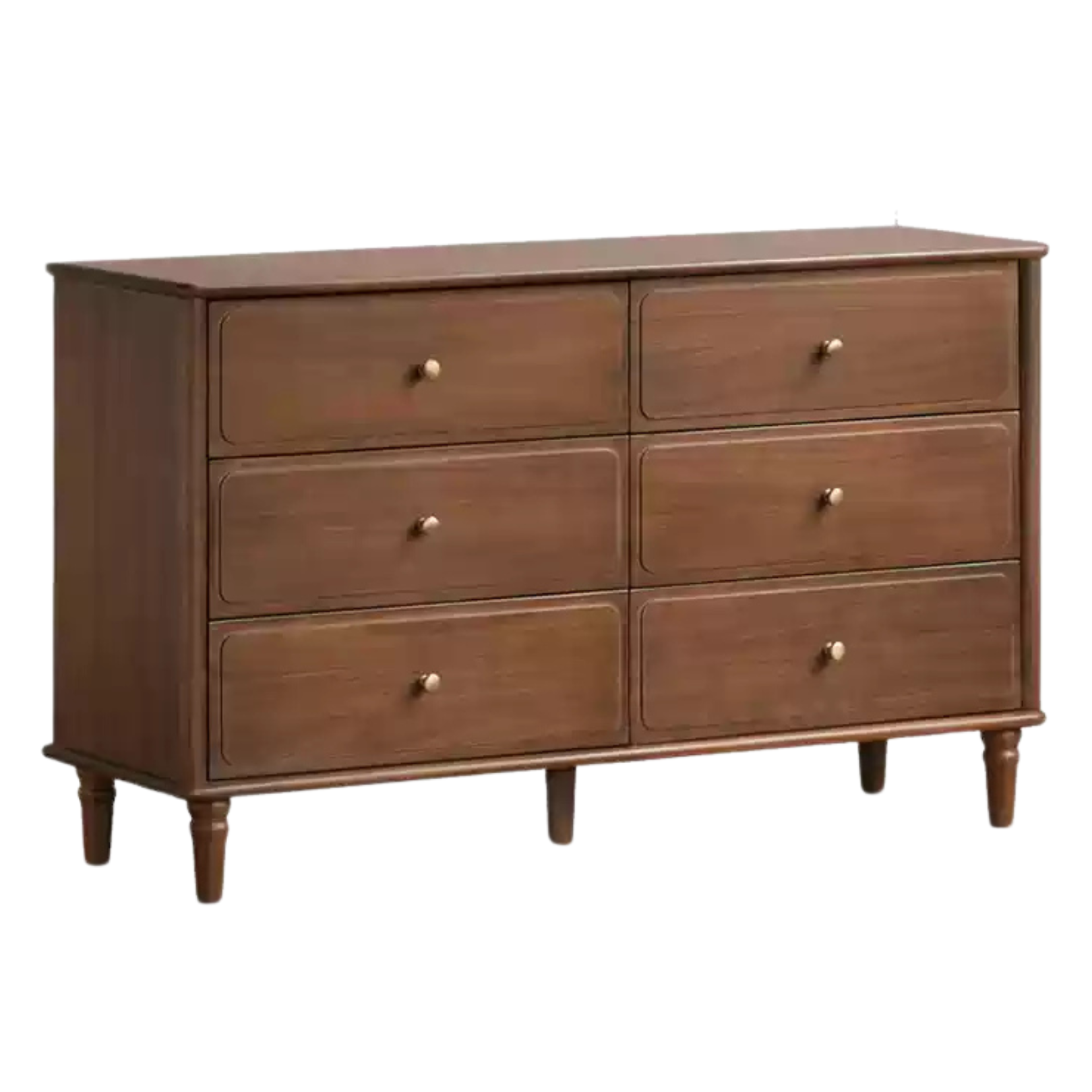 Black Walnut Solid Wood Retro Six Drawers Cabinet