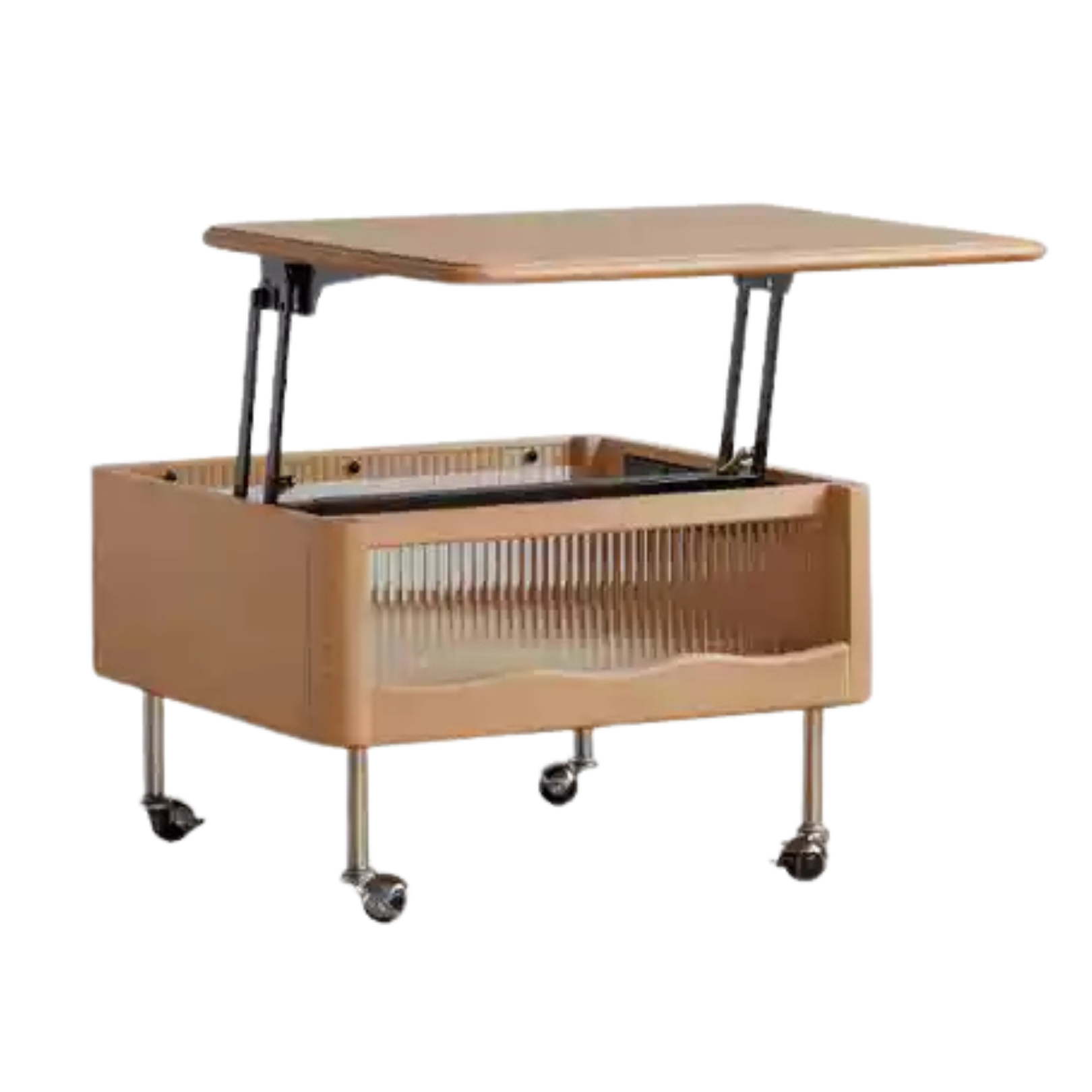 Beech solid wood lifting movable trolley coffee table