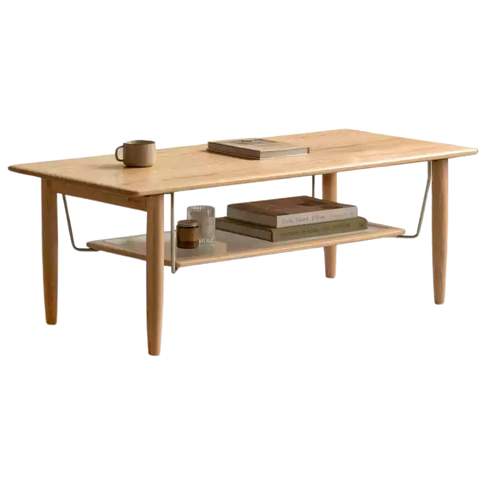 Oak Solid Wood Double-Layer Coffee Table