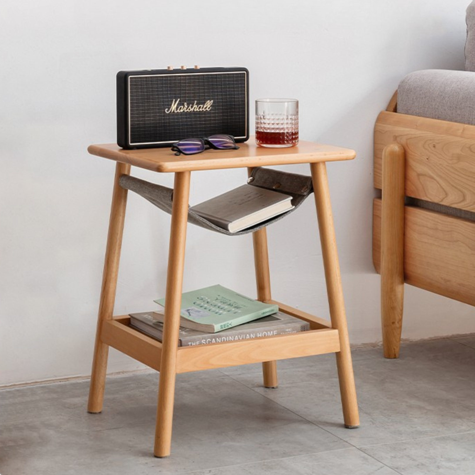 Beech solid wood small square coffee table