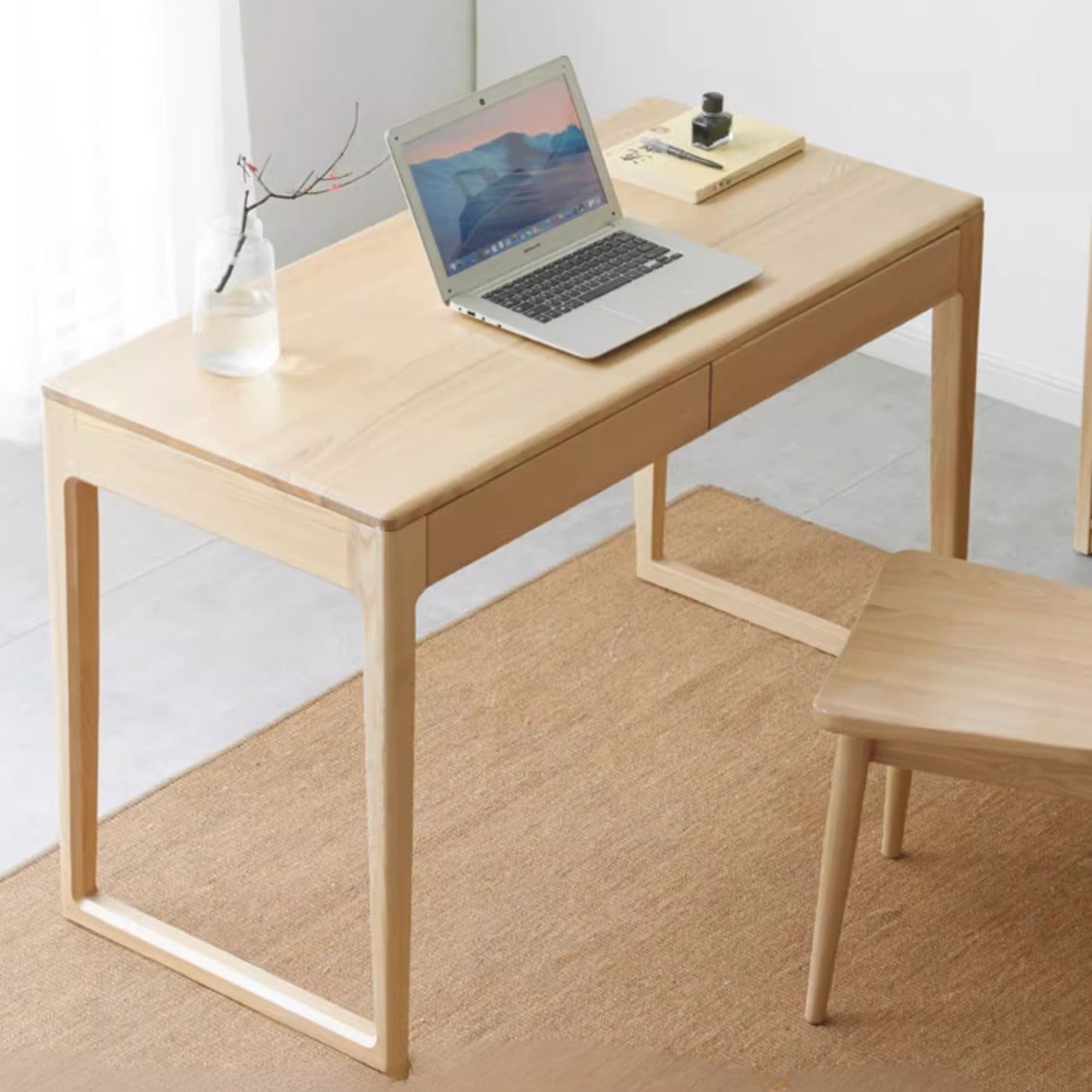 Ash solid wood modern computer desk