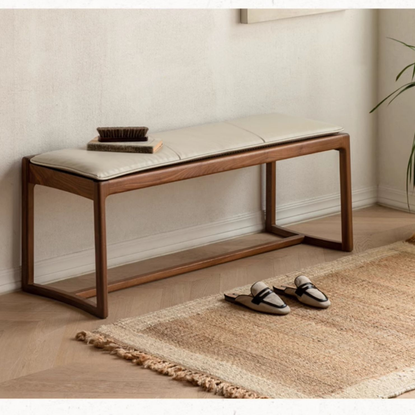 Black Walnut Solid Wood Square Stool Bench