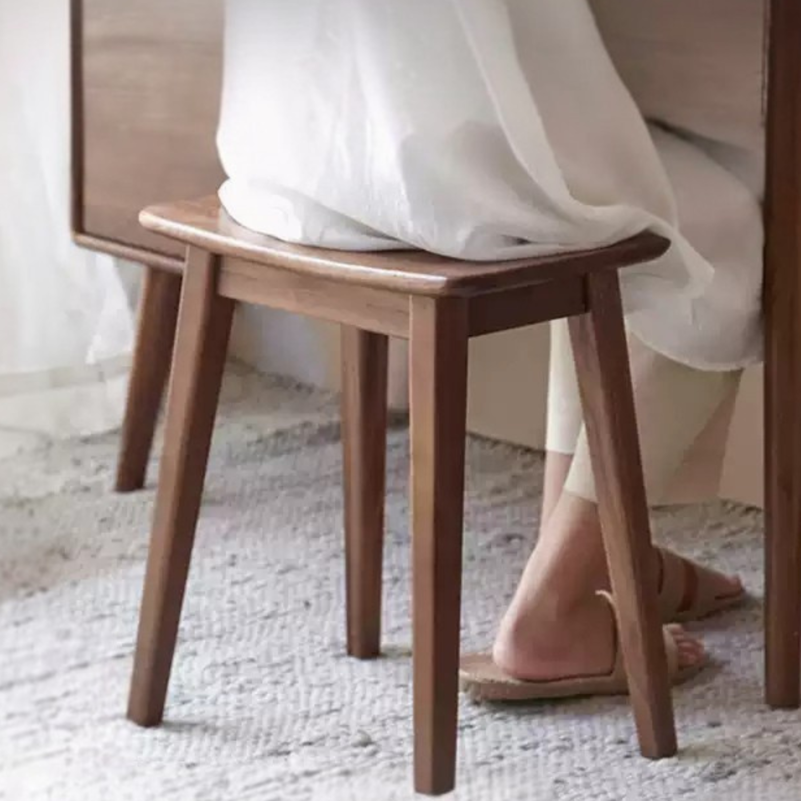 Ash, Black Walnut, Oak Makeup Stool Dressing Stool