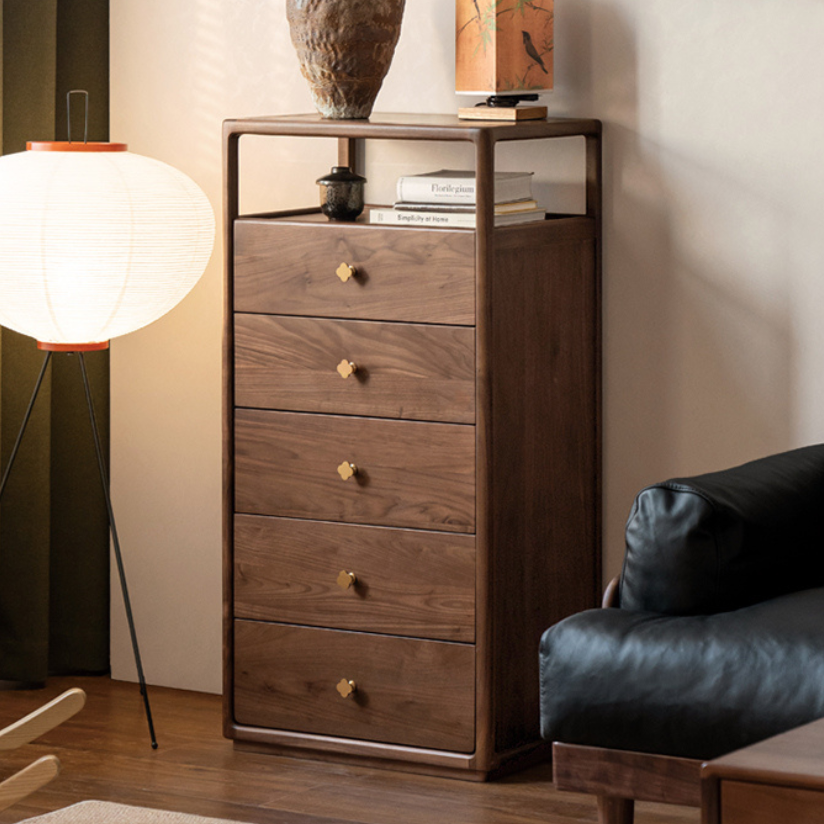 Black Walnut, Oak Solid Wood Storage Cabinet