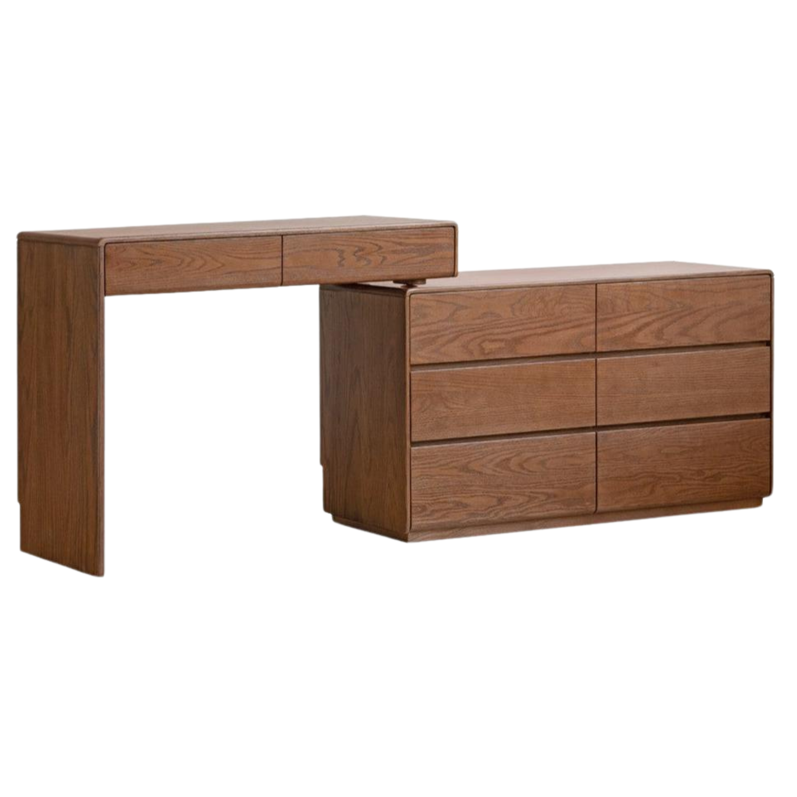 Oak Solid Wood Retro Style Retractable Dressing Table