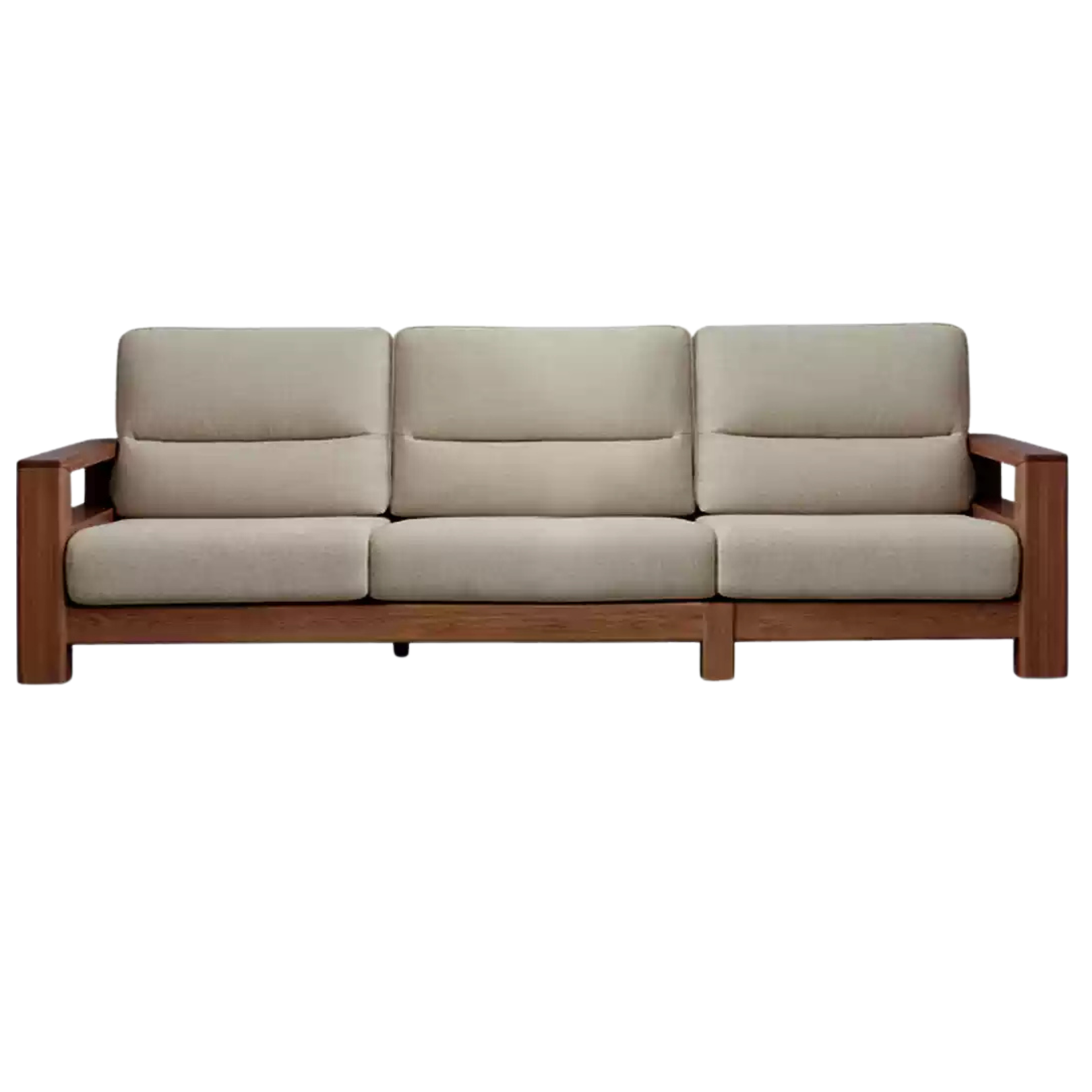 Black Walnut Solid Wood Straight High Back Sofa