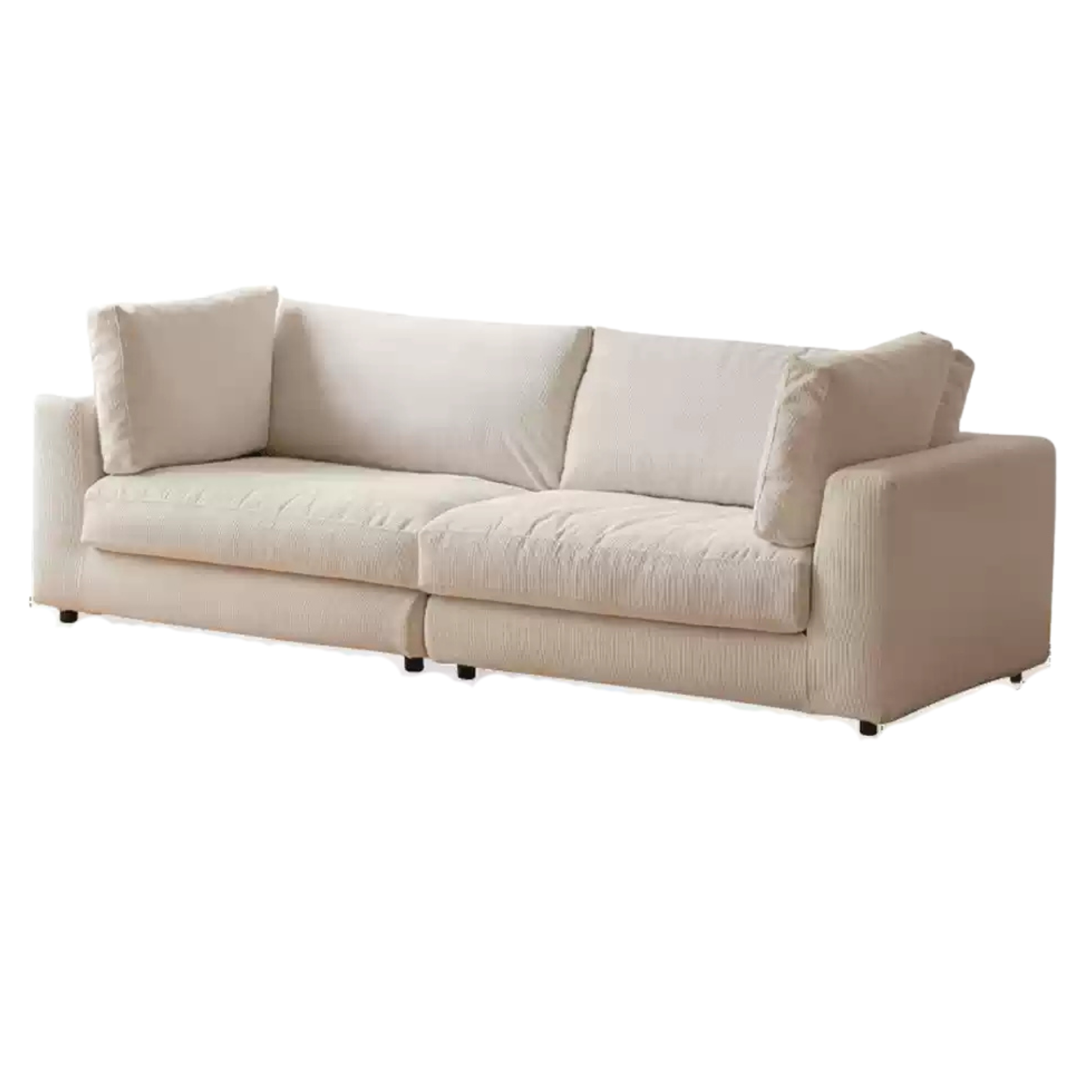 Fabric Sofa Straight Sofa White Cream Style