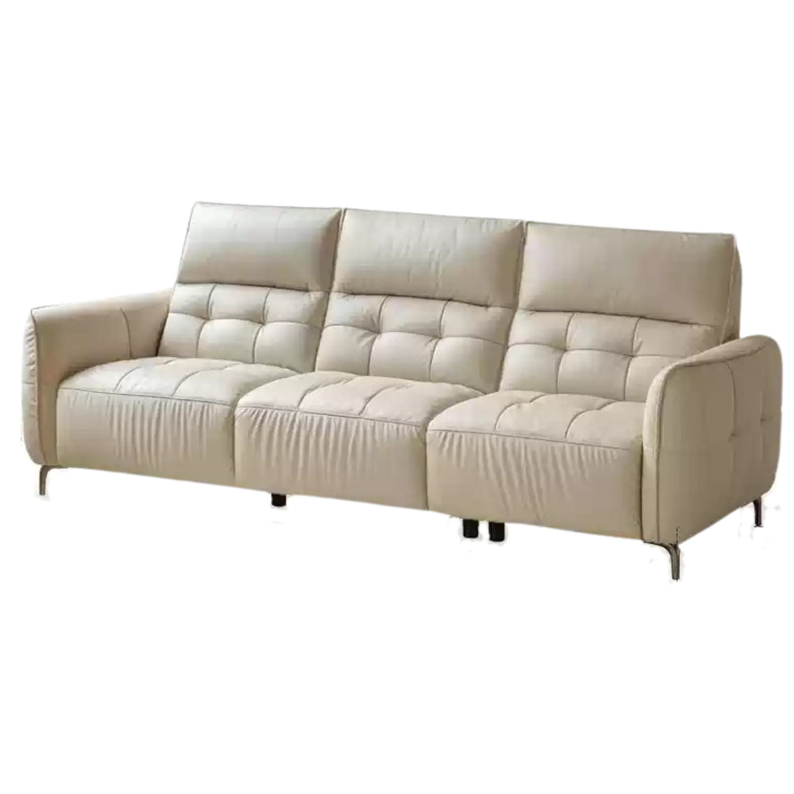 Leather High Back Straight Sofa