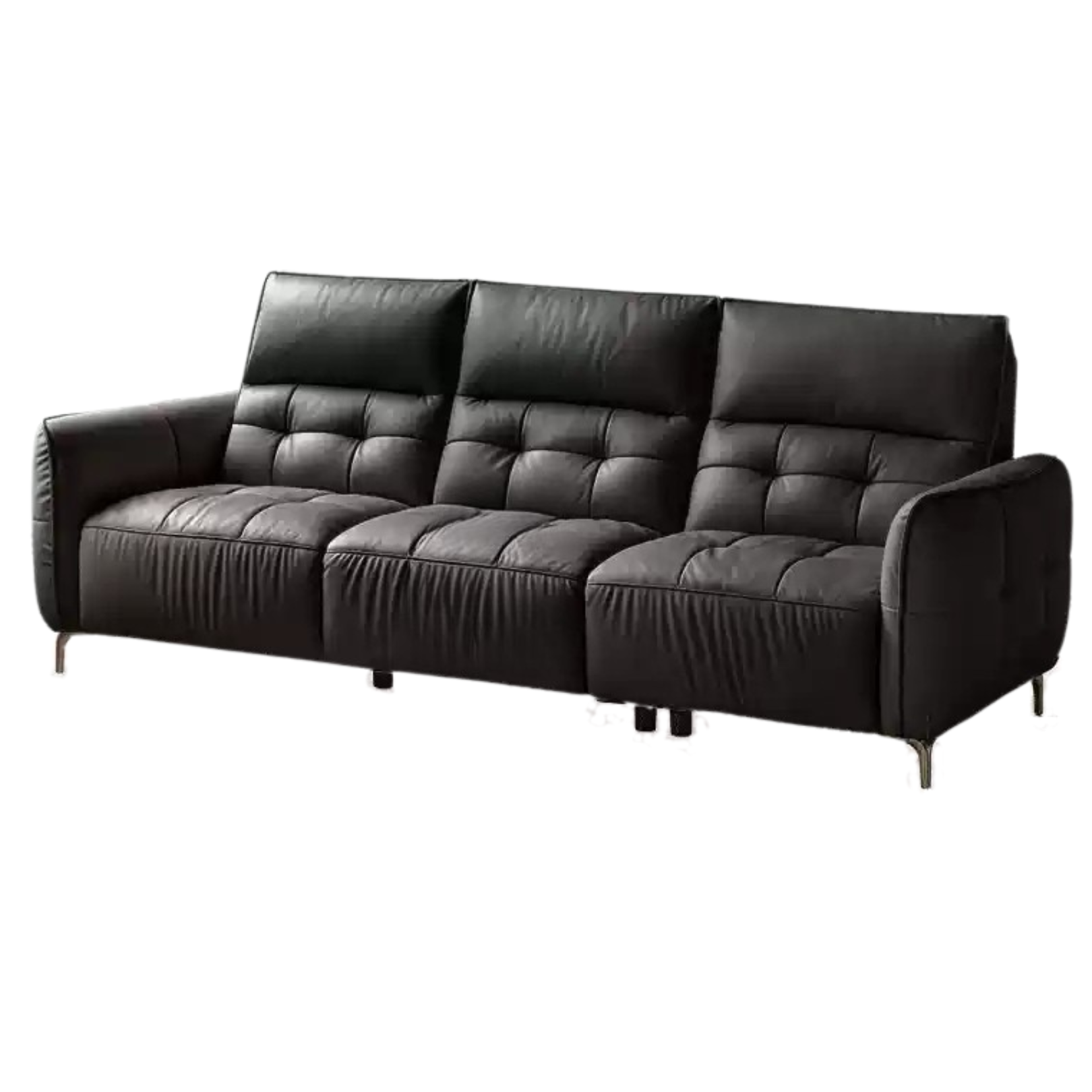 Leather High Back Straight Sofa