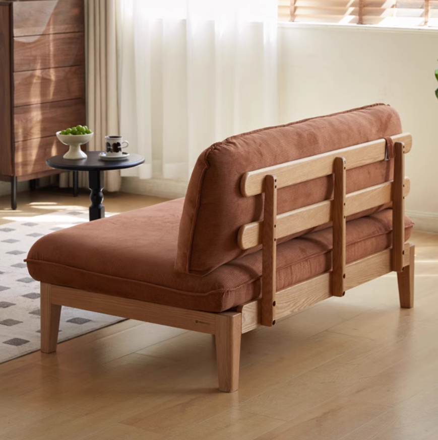 Oak Solid Wood Fabric Sofa)