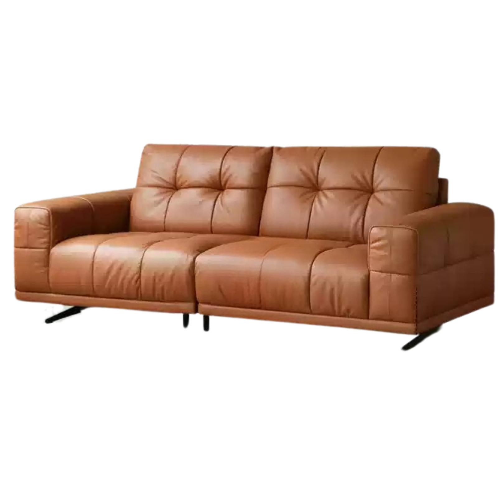 Leather Italian light luxury Piano Key Straight Sofa