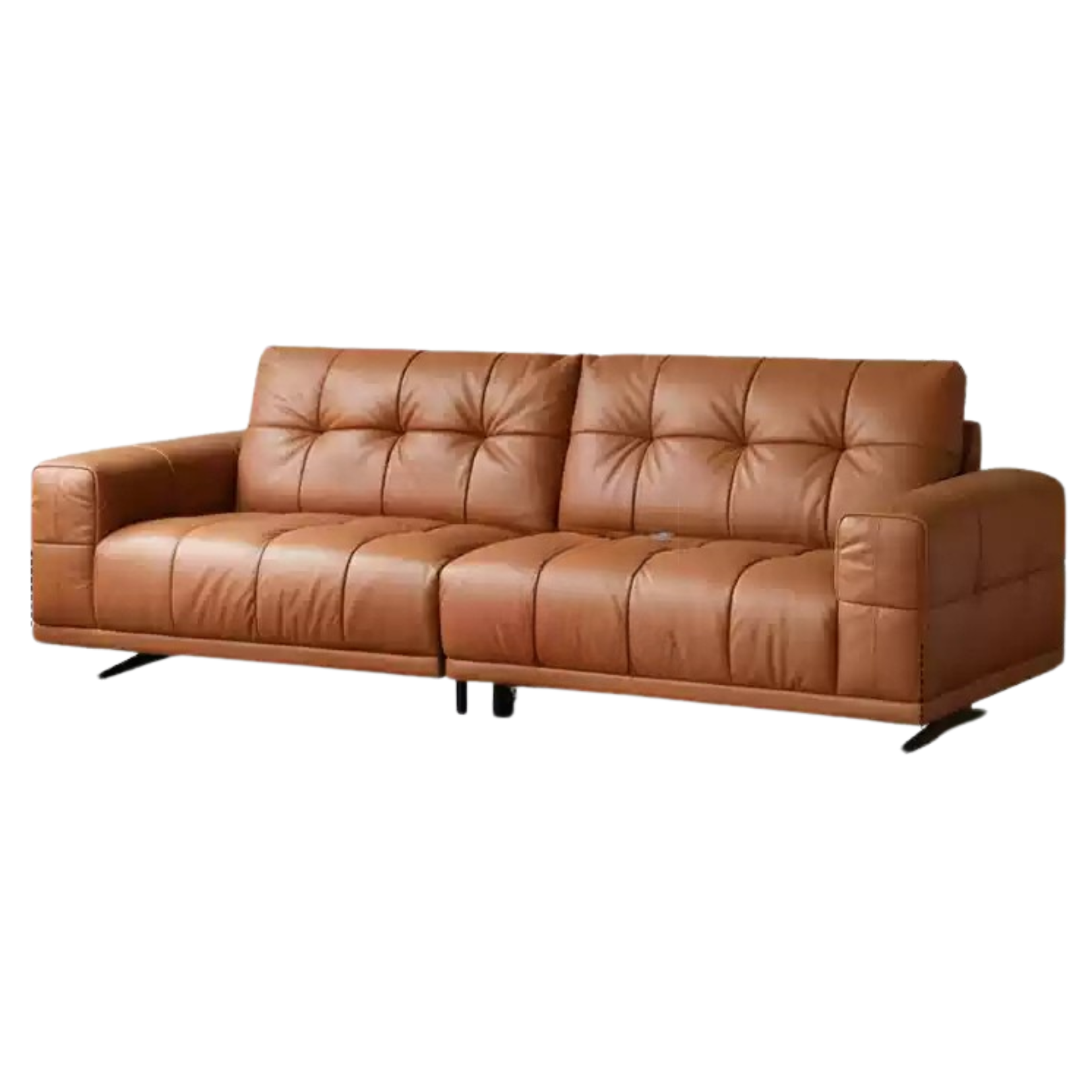 Leather Italian light luxury Piano Key Straight Sofa