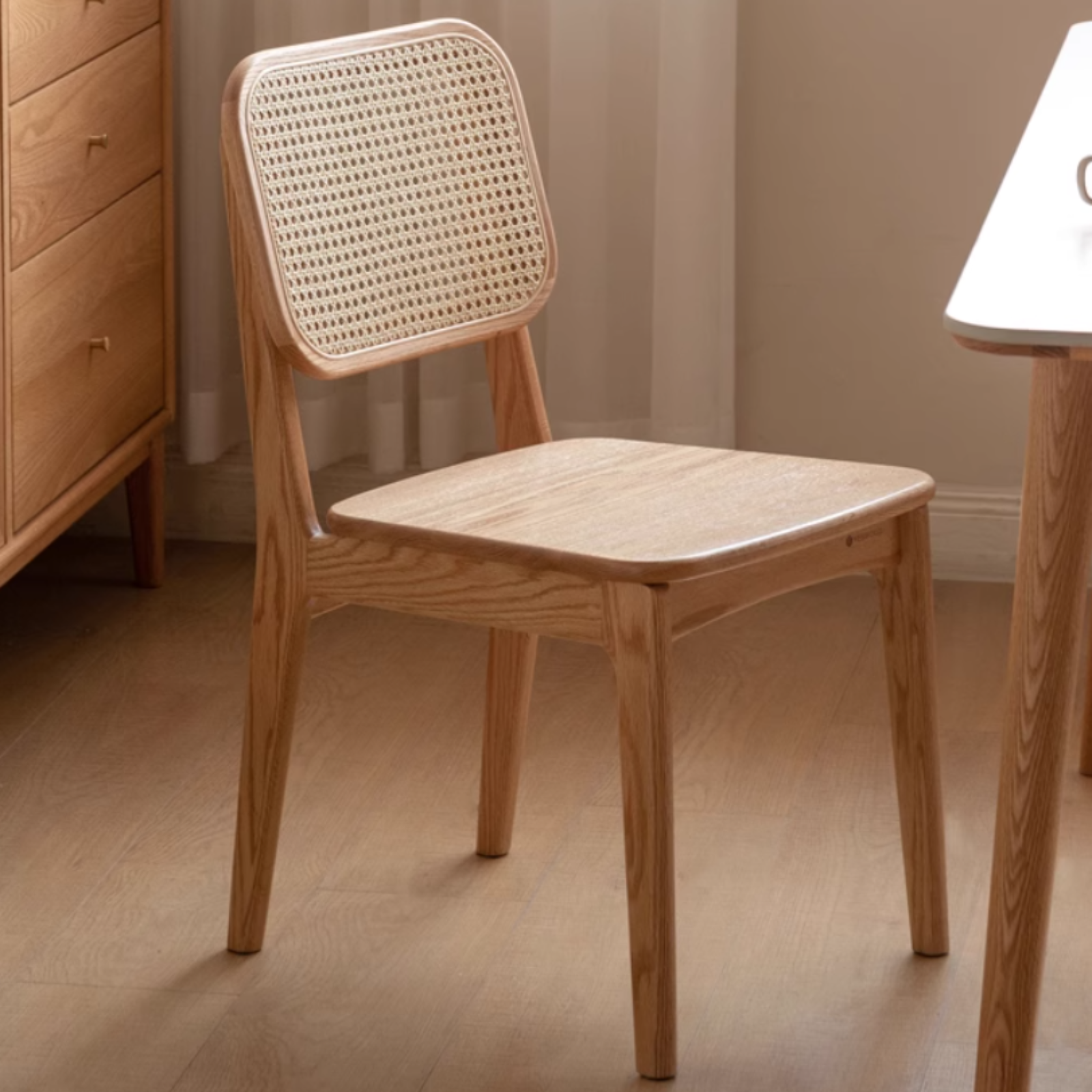 4 pcs - Oak, Ash Solid Wood Rattan Dining Chair