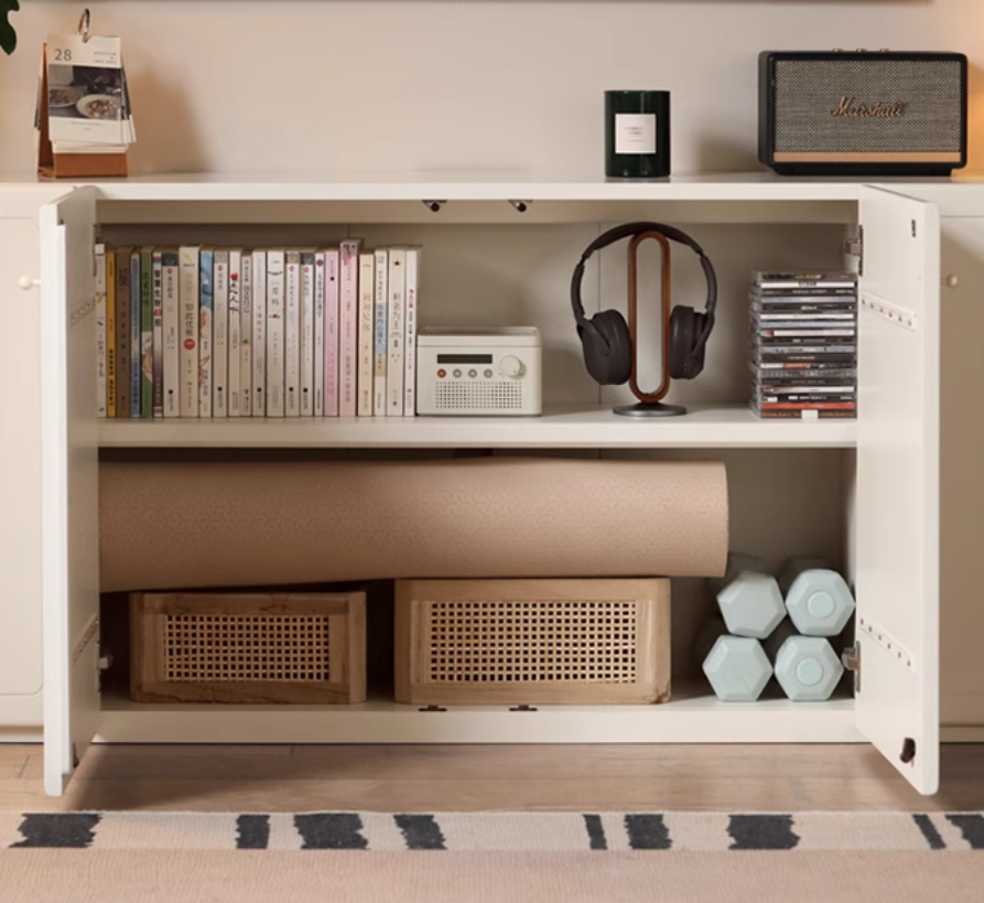 Poplar Solid Wood Storage Integrated Floor-Standing High TV Cabinet