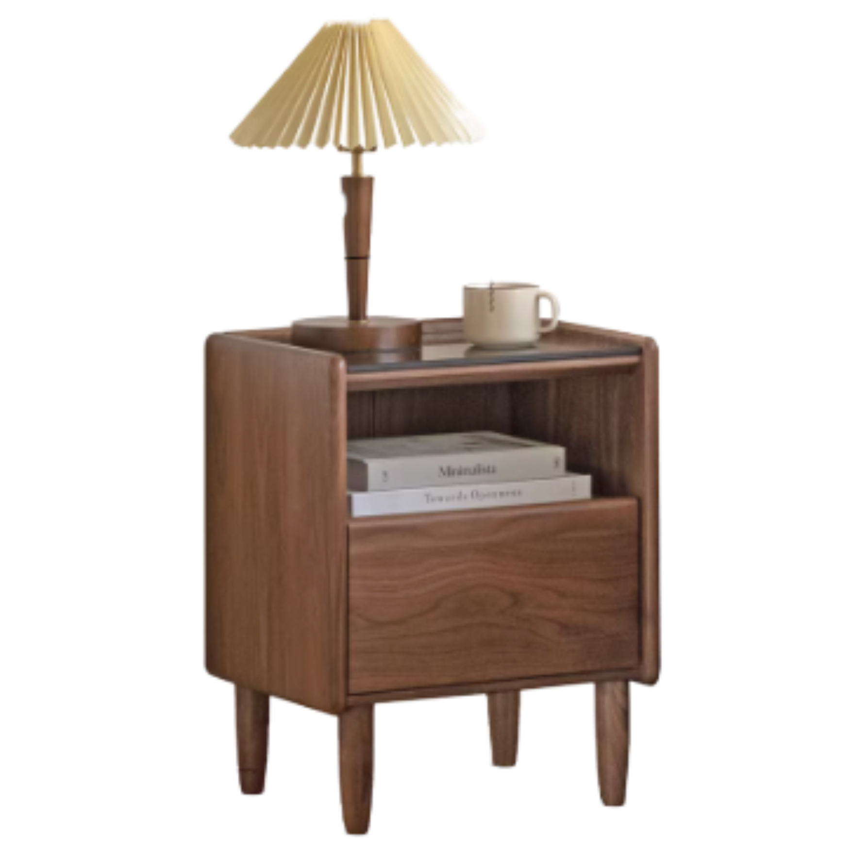 Black walnut, Caluswood solid wood night stand  glass countertop)