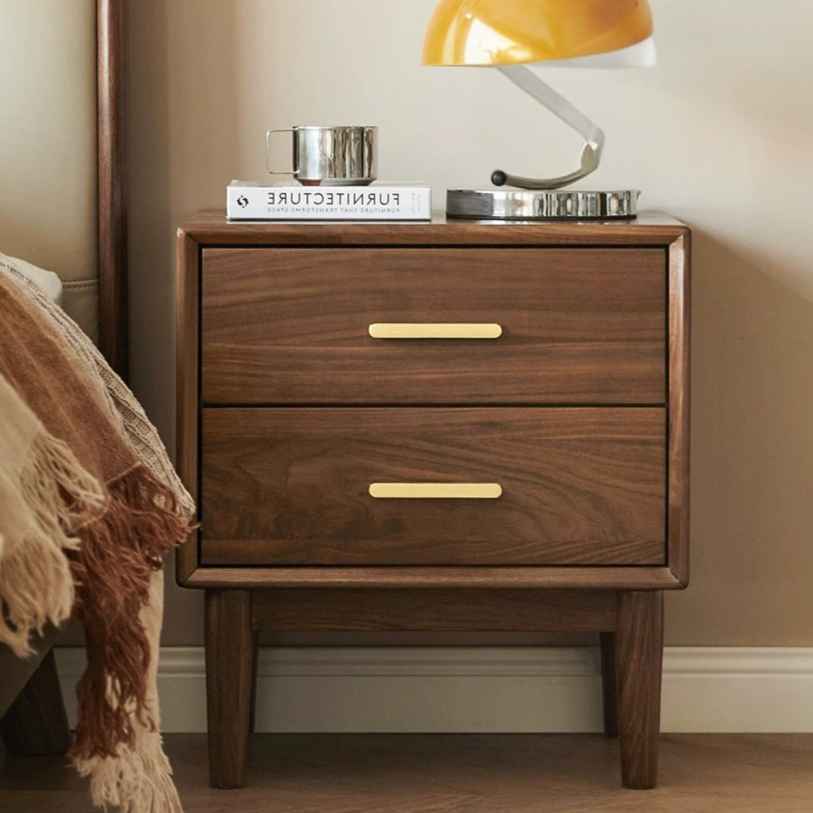 Black Walnut solid wood Nightstand.