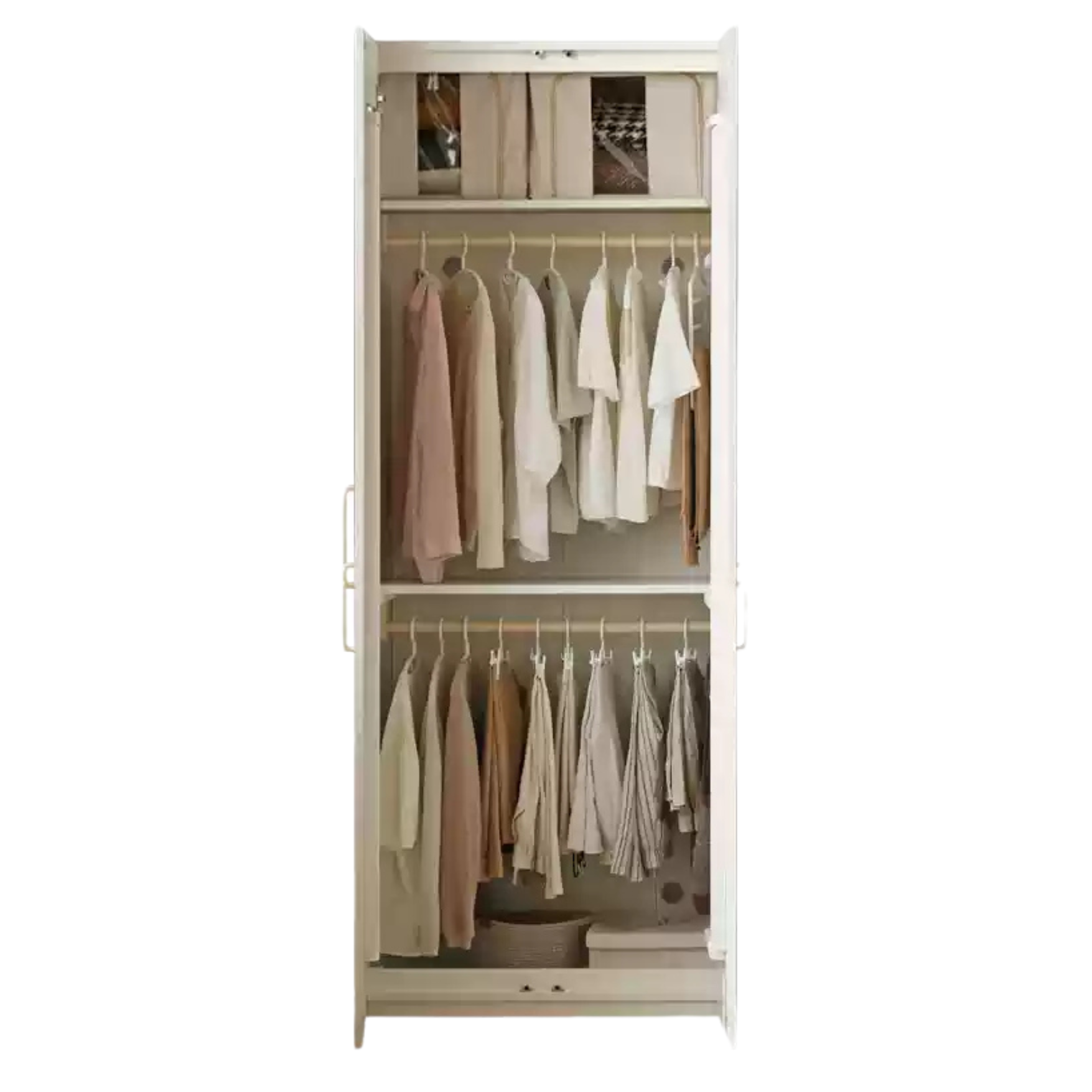 Pine solid wood wardrobe French cream style: