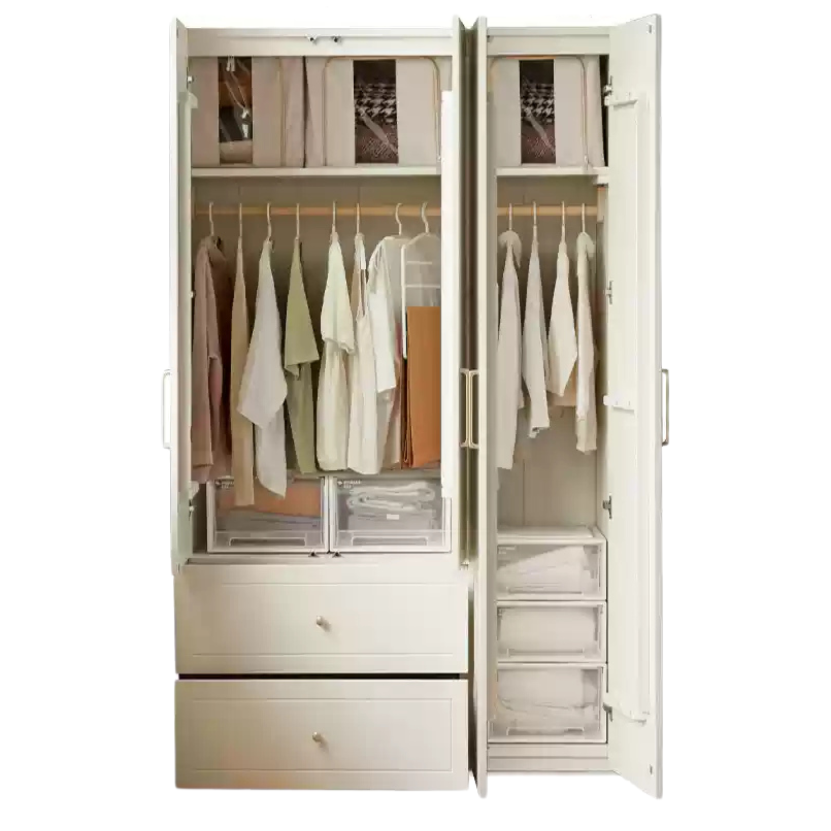 Pine solid wood wardrobe French cream style: