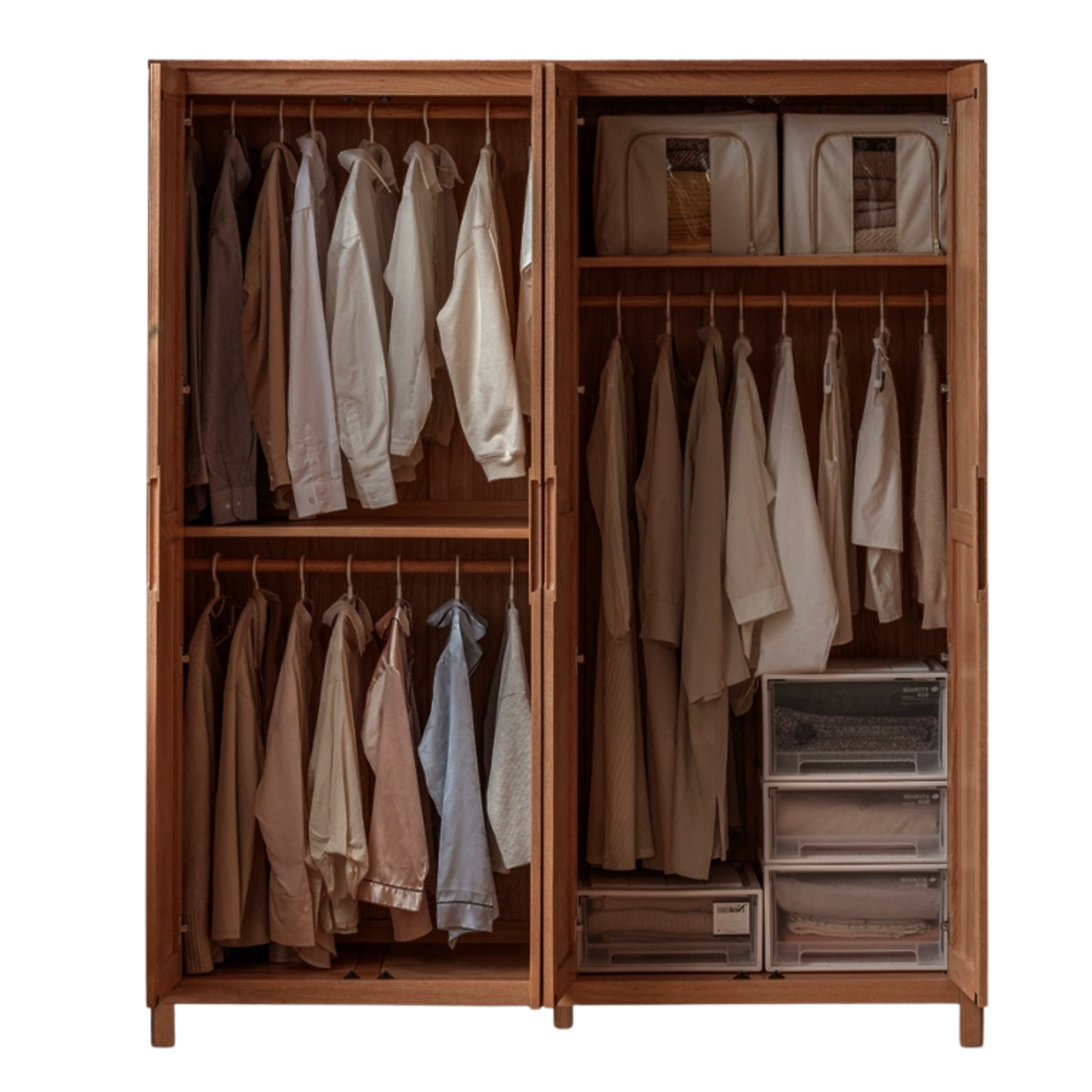 Oak Solid Wood Walnut color Wardrobe::