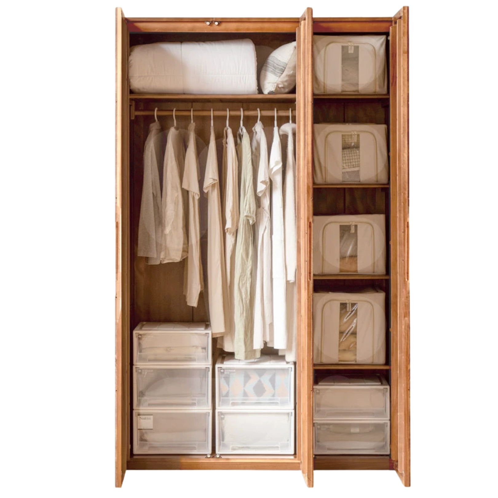 Oak solid wood wardrobe high doors :