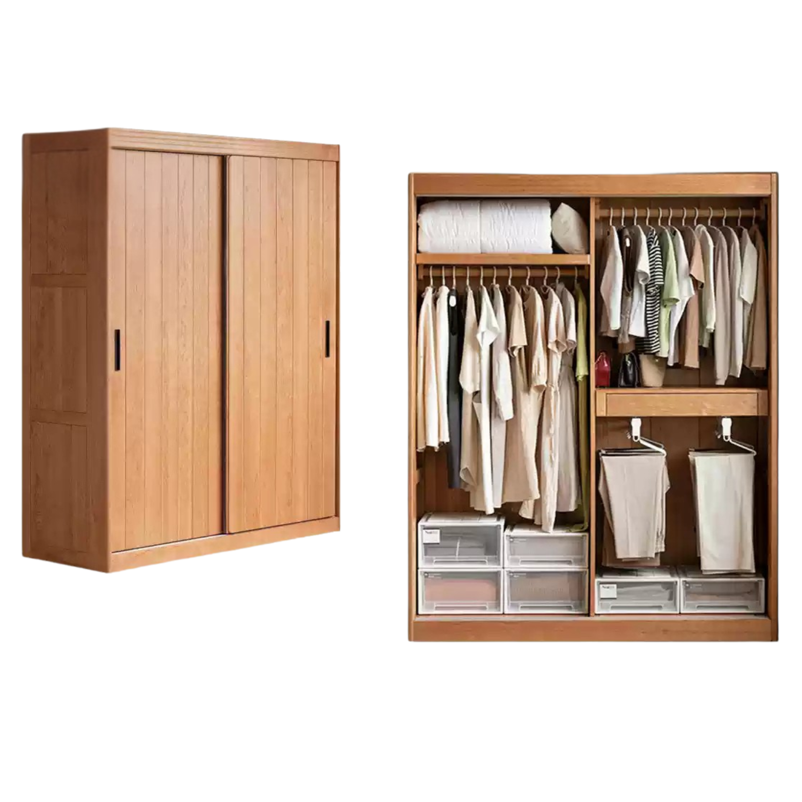 Cherry wood retro wardrobe sliding door: