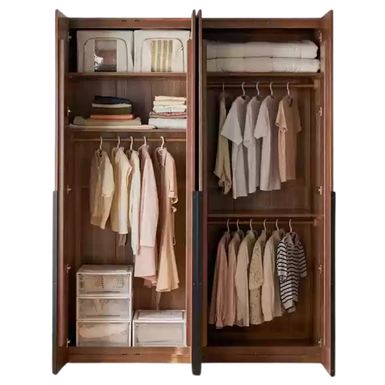 Oak solid wood wardrobe high walnut color: