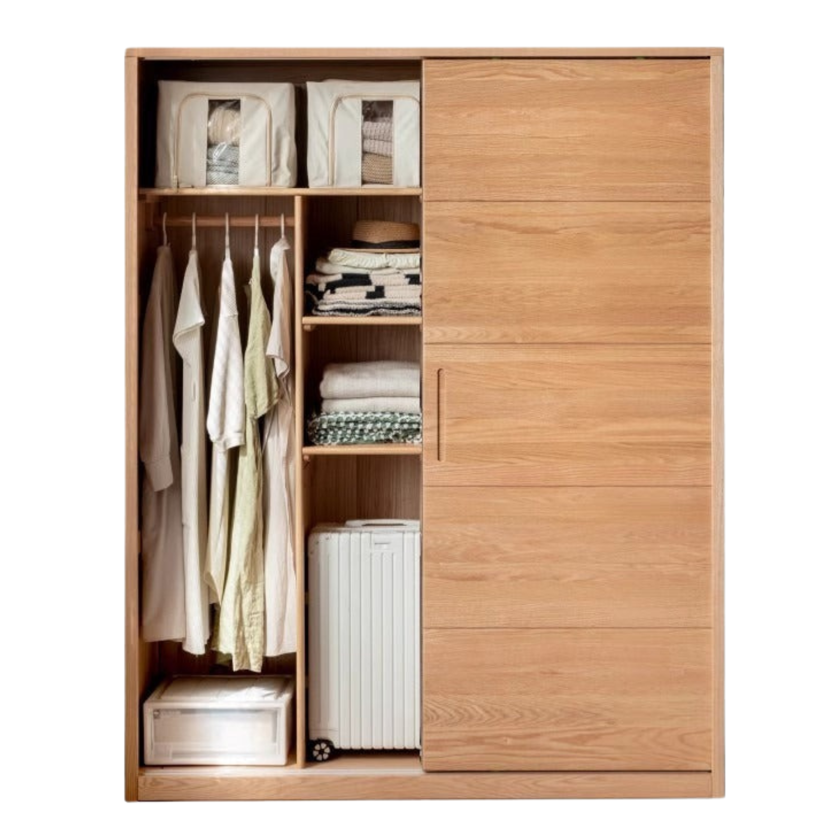 Oak solid wood sliding door wardrobe: