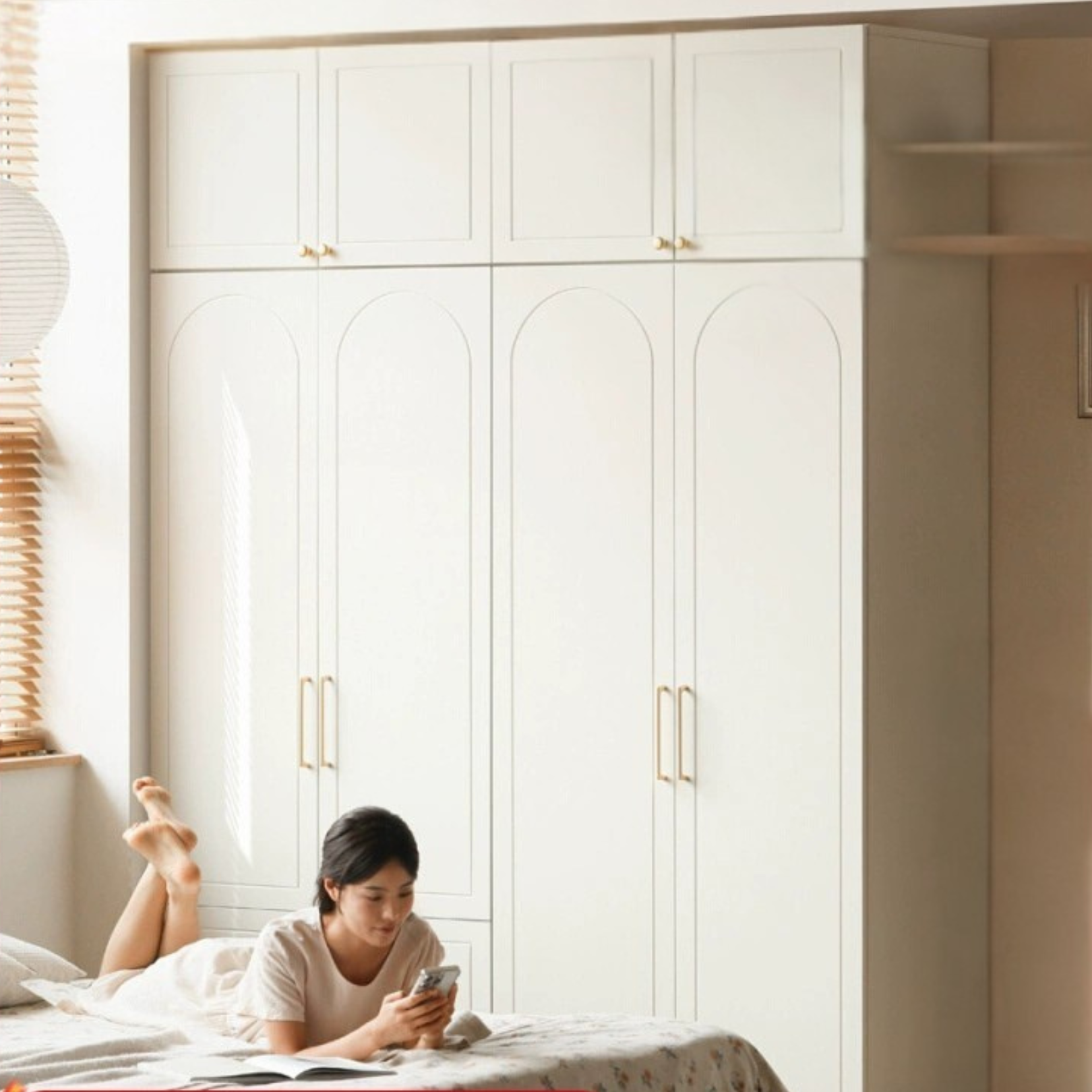 Pine Solid Wood Wardrobe French Cream Style: