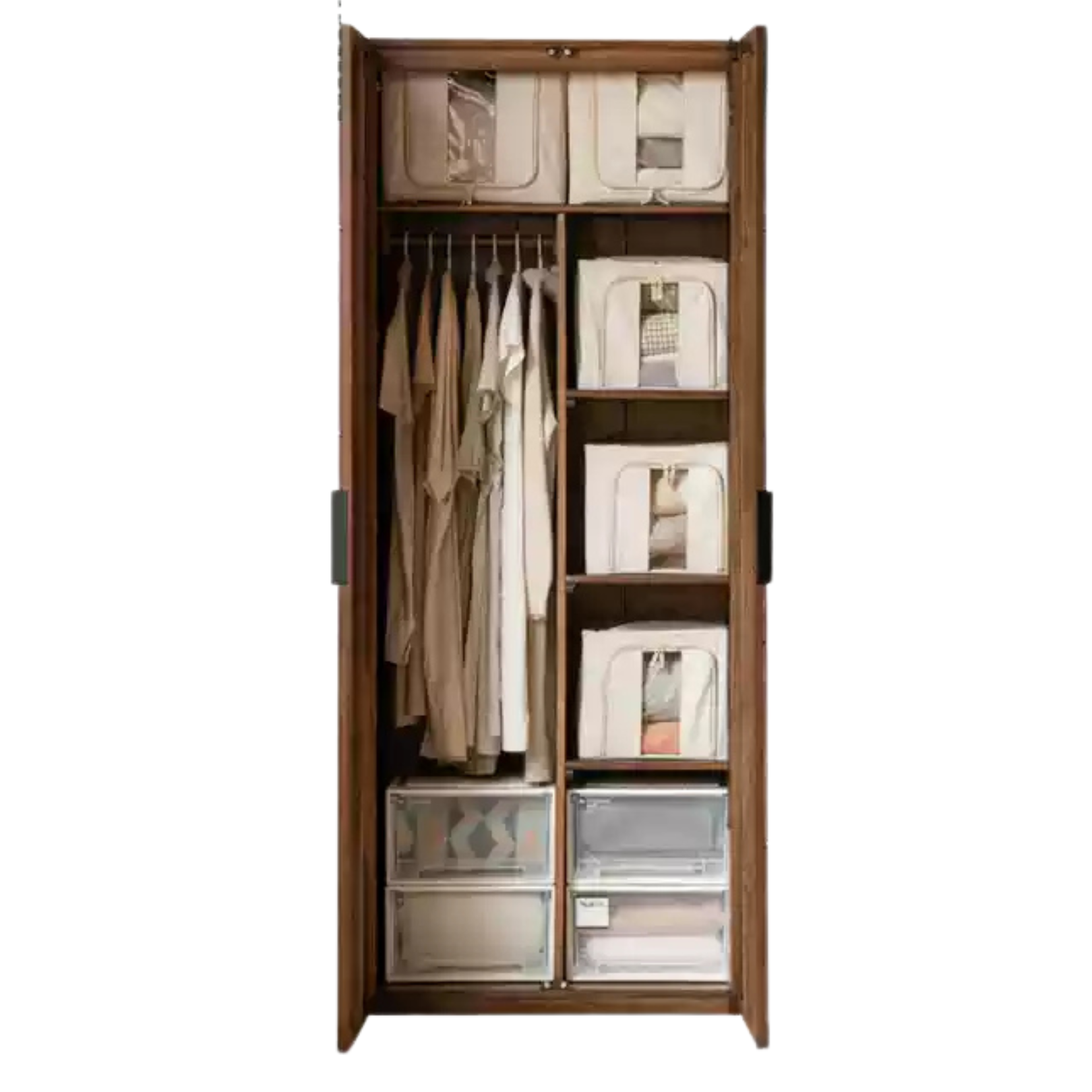 Black Walnut Solid Woo Wardrobe Combination: