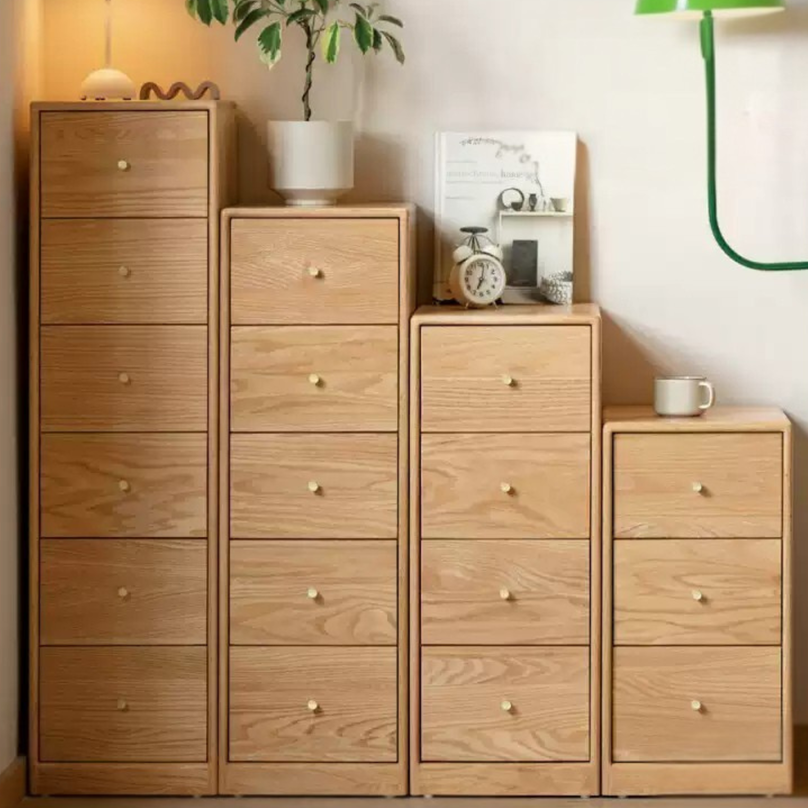 Oak Solid Wood Chest of Drawers ,Multi-Functional Storage Cabinet Combination