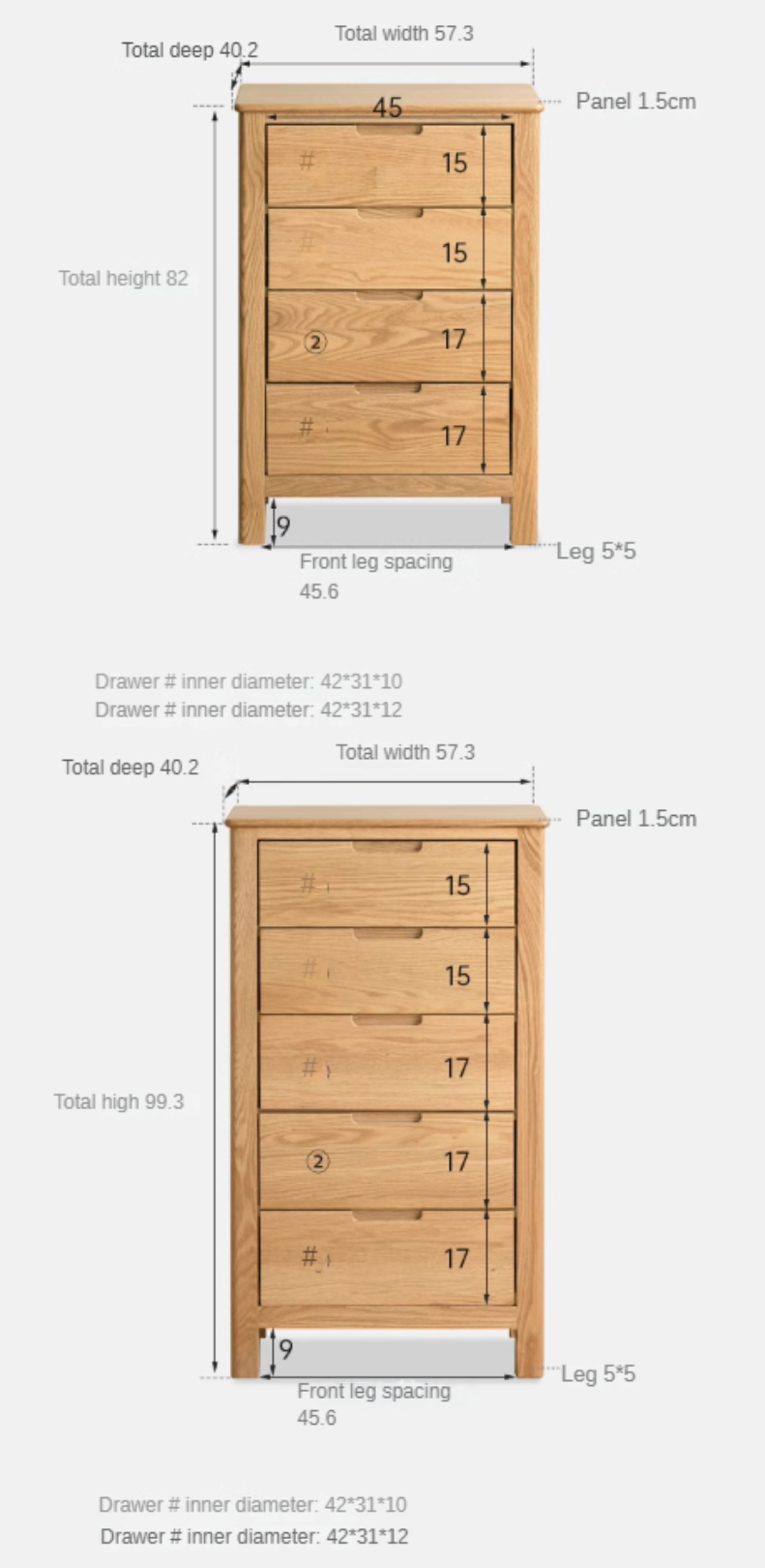 Oak Solid Wood Chest of Drawers