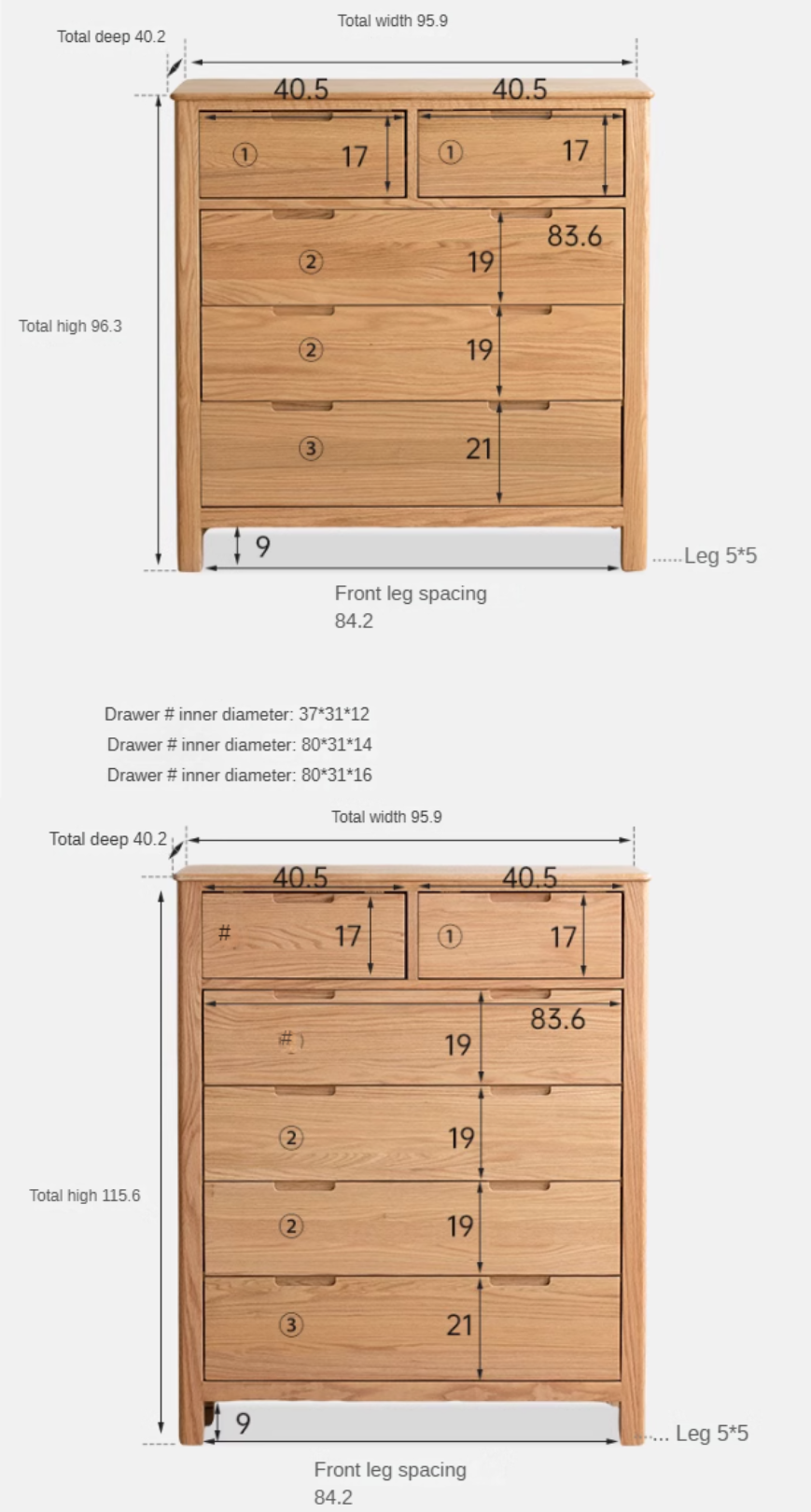 Oak Solid Wood Chest of Drawers