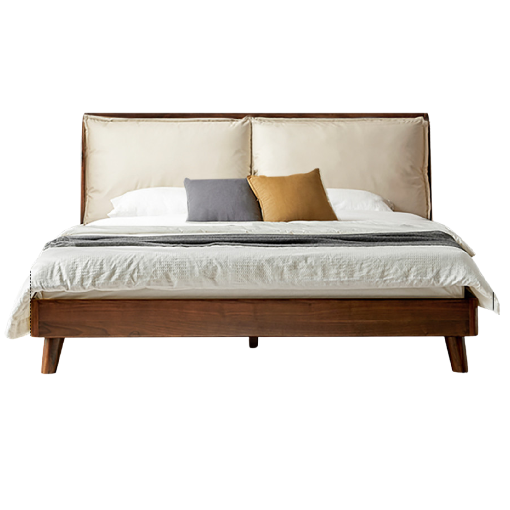 Black Walnut solid wood Leather,Technology cloth Bed