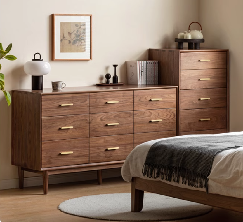 Black walnut solid wood chest of drawers Dresser)