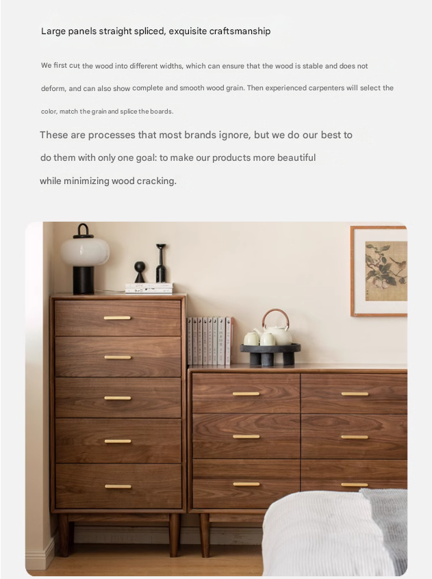 Black walnut solid wood chest of drawers Dresser)